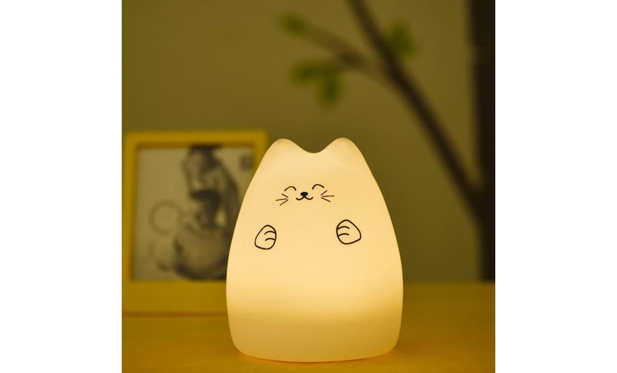 vivieronmies®mignon silicone chat led nuit lumière creative usb lampe de recharge 7 changement de couleur  mt586