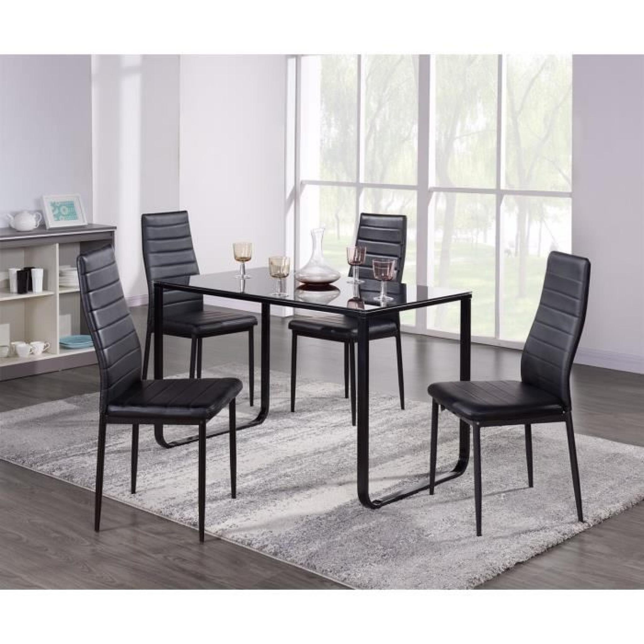 VIVONO Ensemble table à manger + 4 chaises en simili - Noir