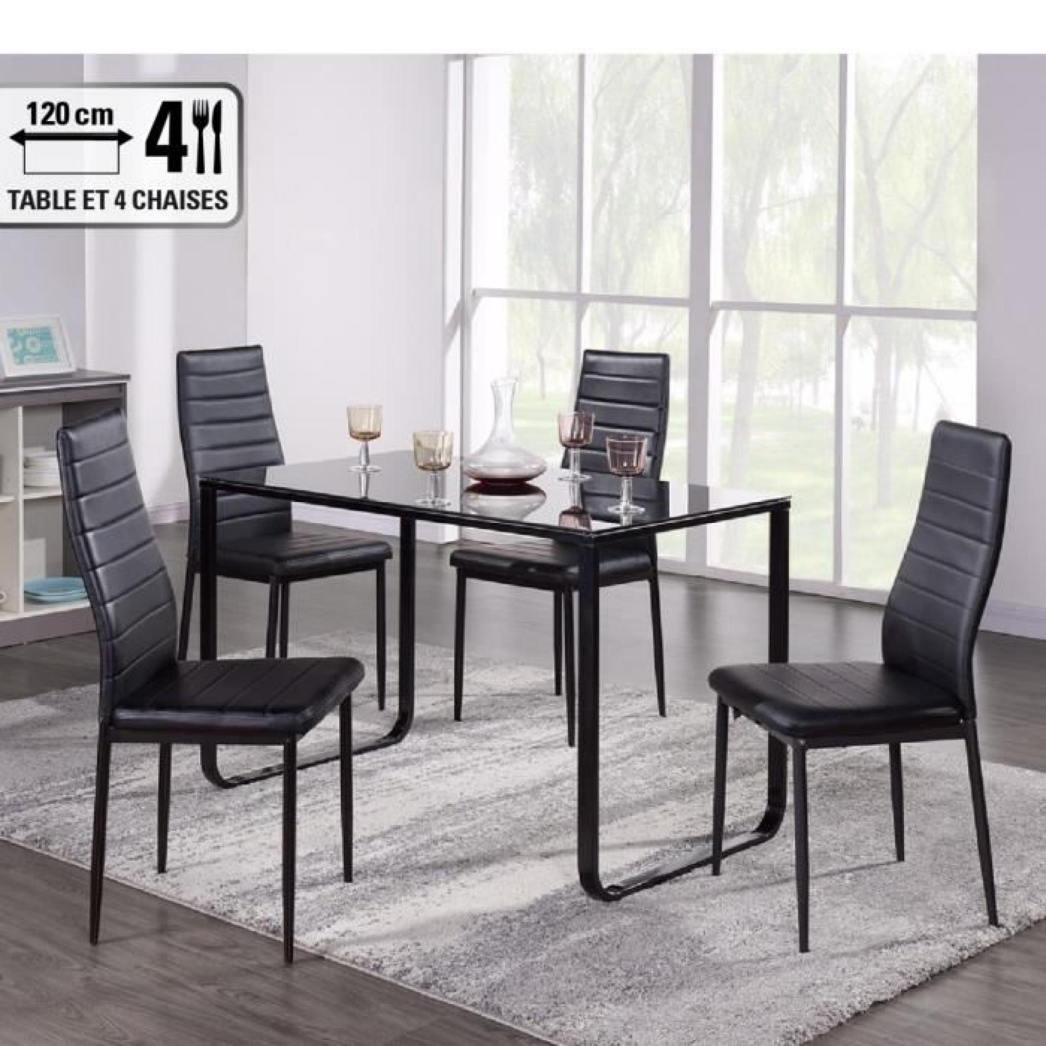 VIVONO Ensemble table à manger + 4 chaises en simili - Noir pas cher