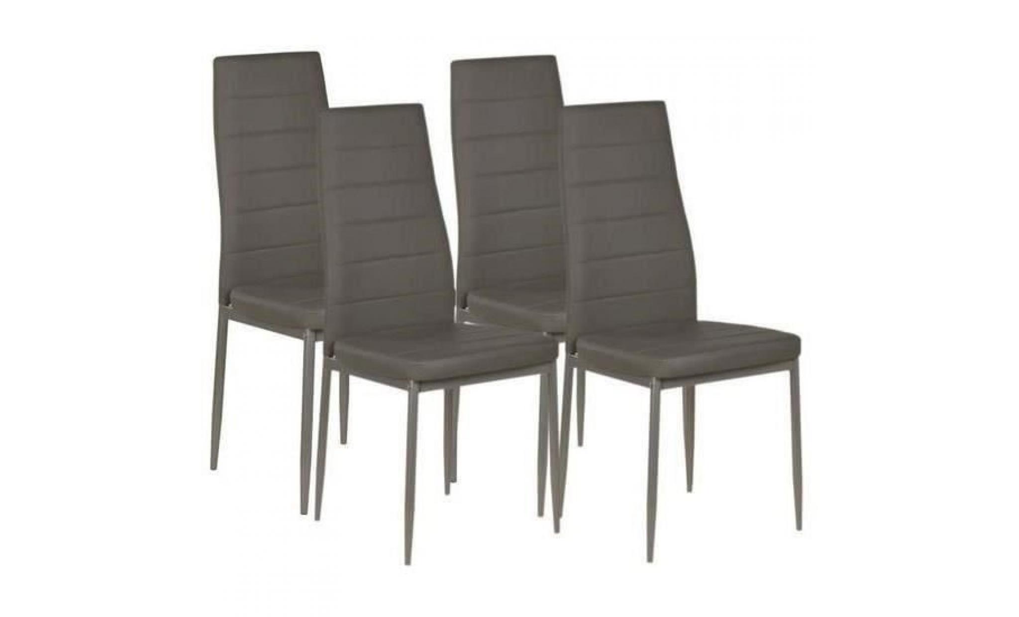 vogue lot de 4 chaises de salle à manger   simili gris foncé   style contemporain   l 43,5 x p 52 cm