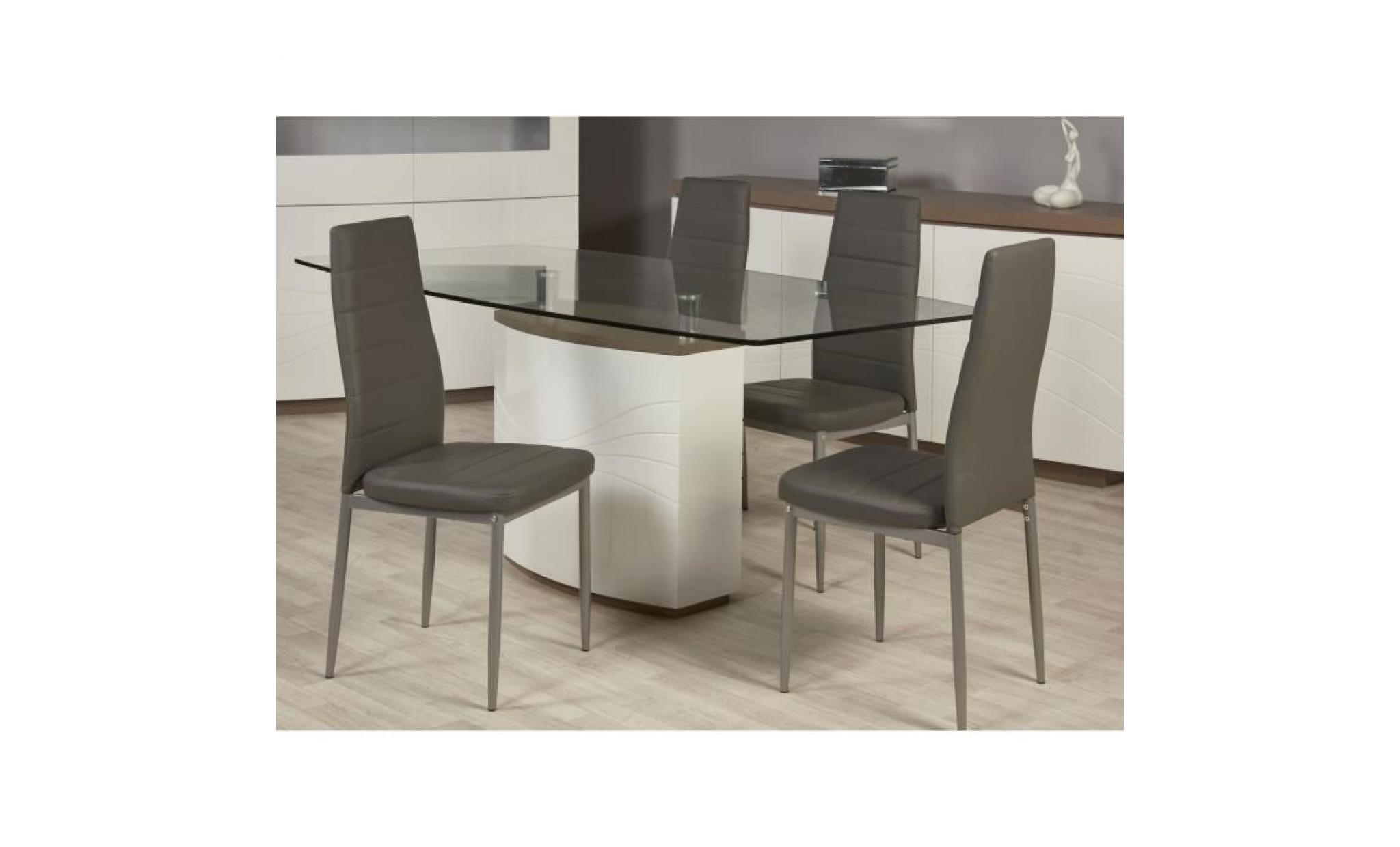 vogue lot de 4 chaises de salle à manger   simili gris foncé   style contemporain   l 43,5 x p 52 cm pas cher