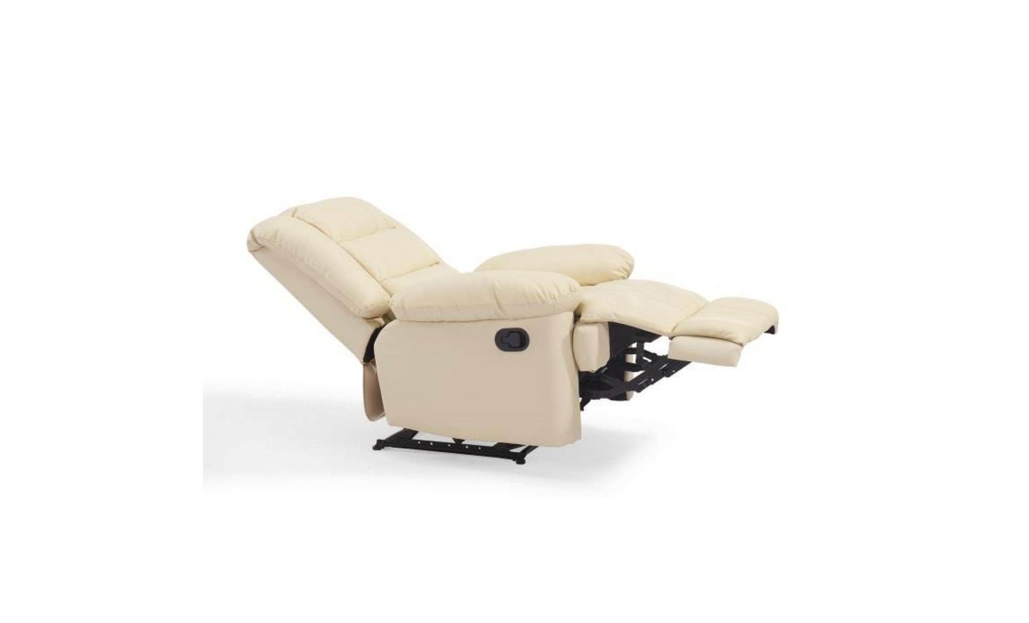 volupto fauteuil de relaxation en cuir ivoire   contemporain   p 85 cm