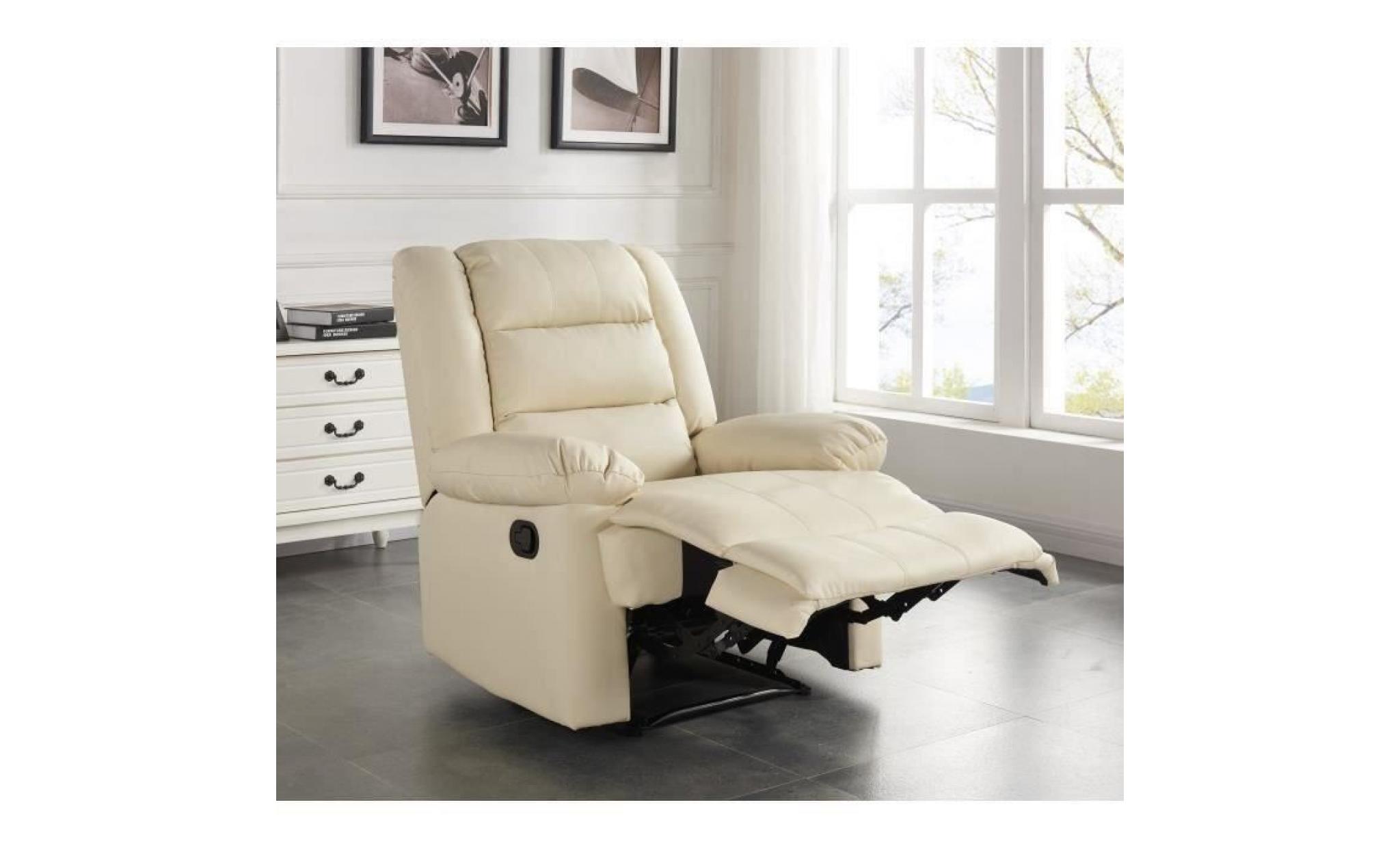 volupto fauteuil de relaxation en cuir ivoire   contemporain   p 85 cm pas cher