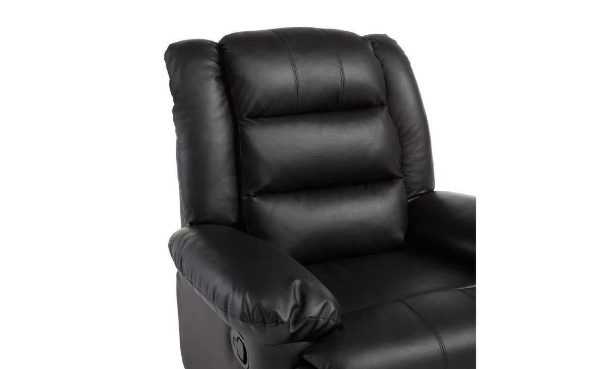 volupto fauteuil de relaxation en cuir noir   contemporain   p 85 cm pas cher