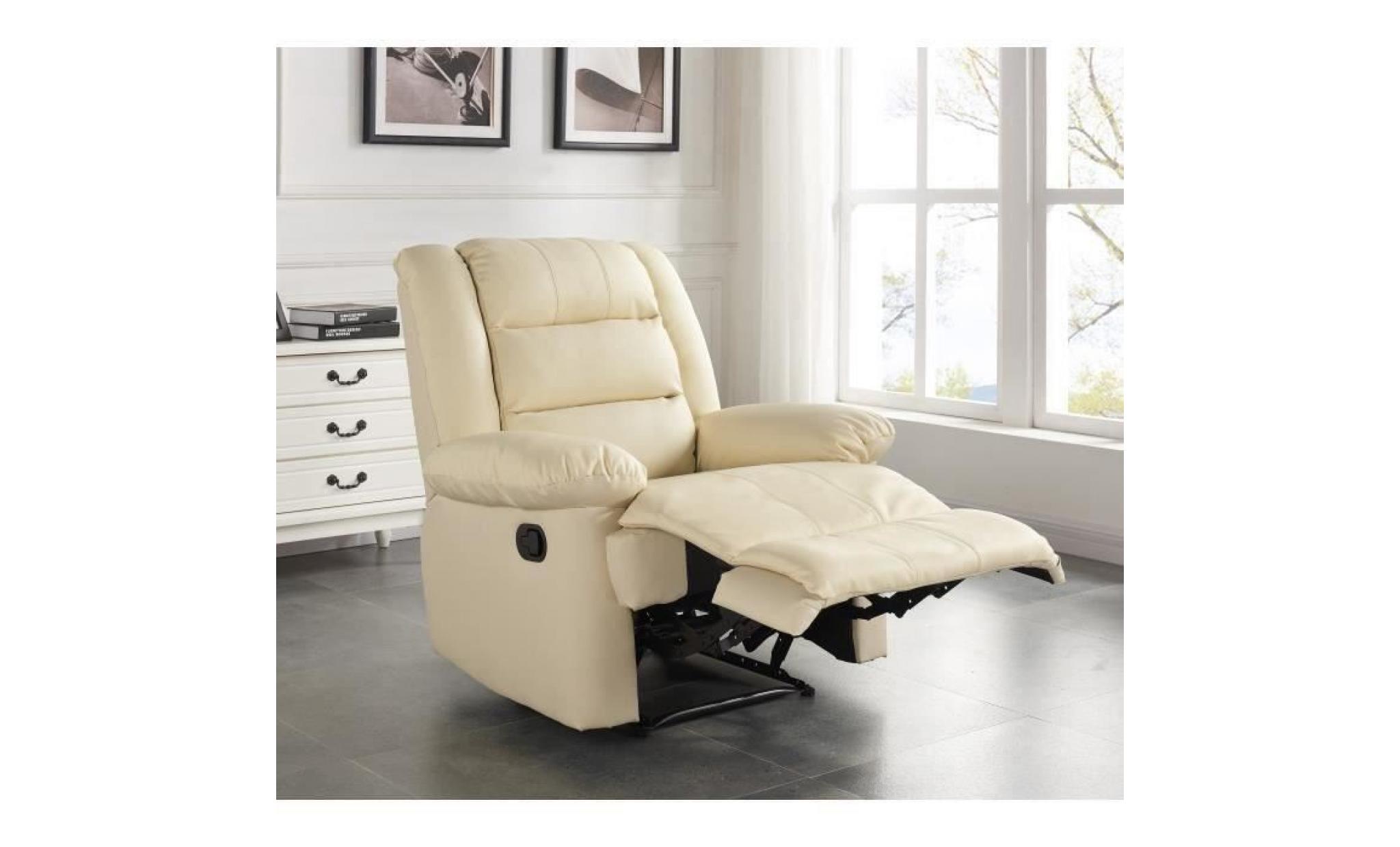 volupto fauteuil de relaxation en simili ivoire   contemporain   p 85 cm pas cher