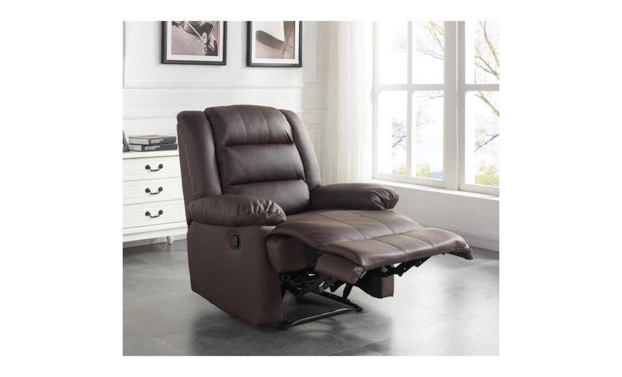 volupto fauteuil de relaxation en simili marron foncé   contemporain   p 85 cm pas cher