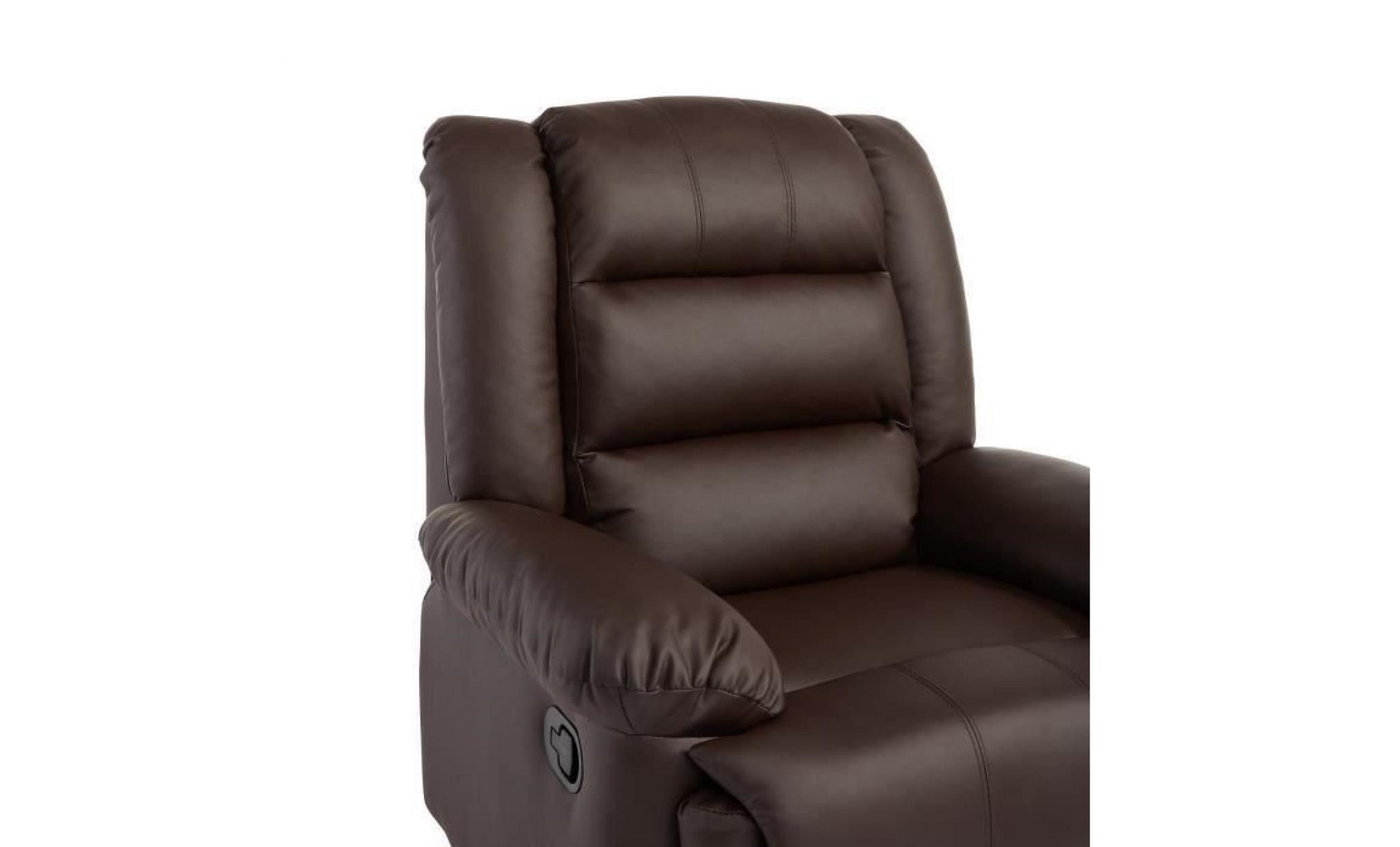 volupto fauteuil de relaxation en simili marron foncé   contemporain   p 85 cm pas cher