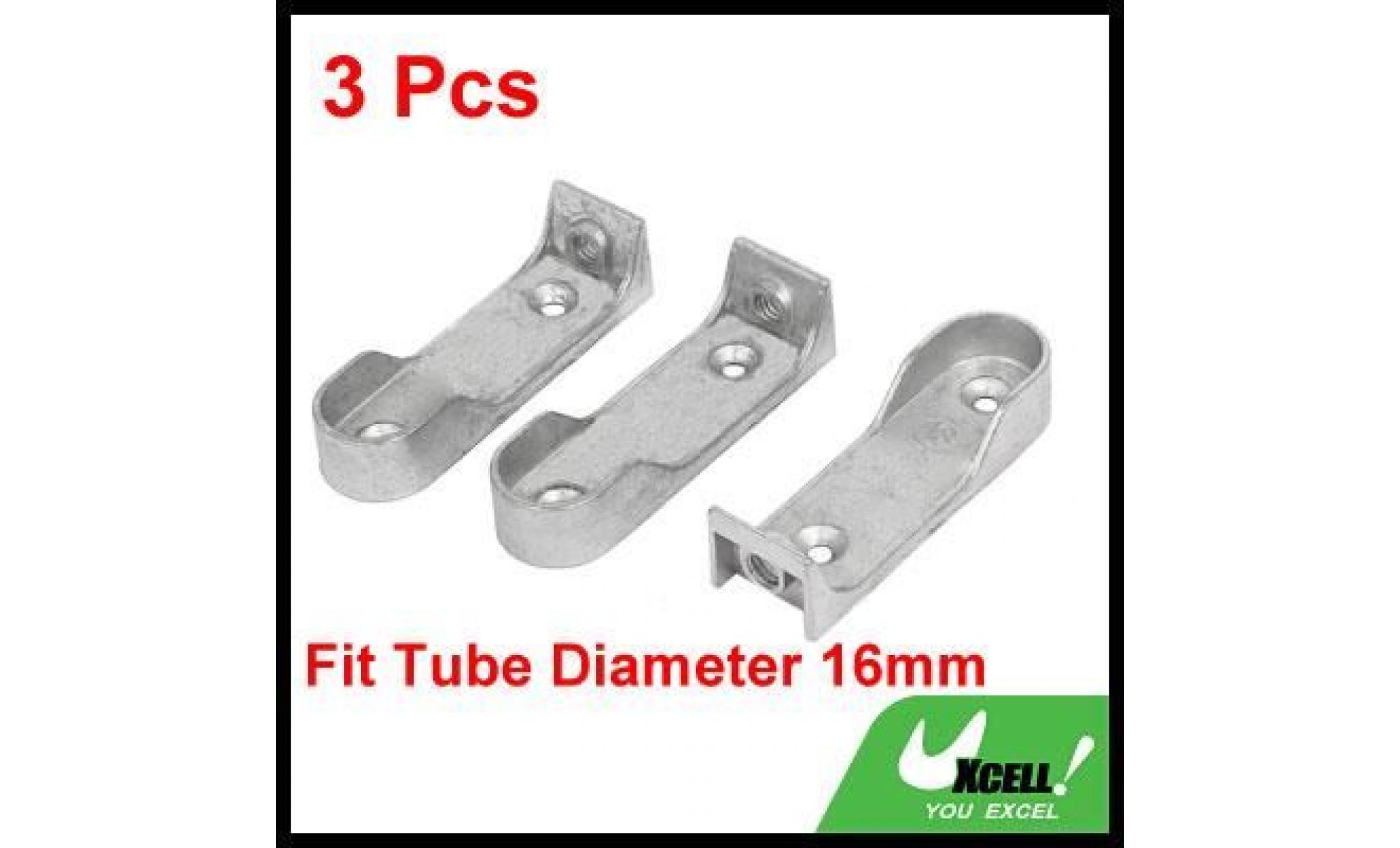 wardrobe rod end rail supports brackets holder silver tone 3pcs for 16mm tube pas cher