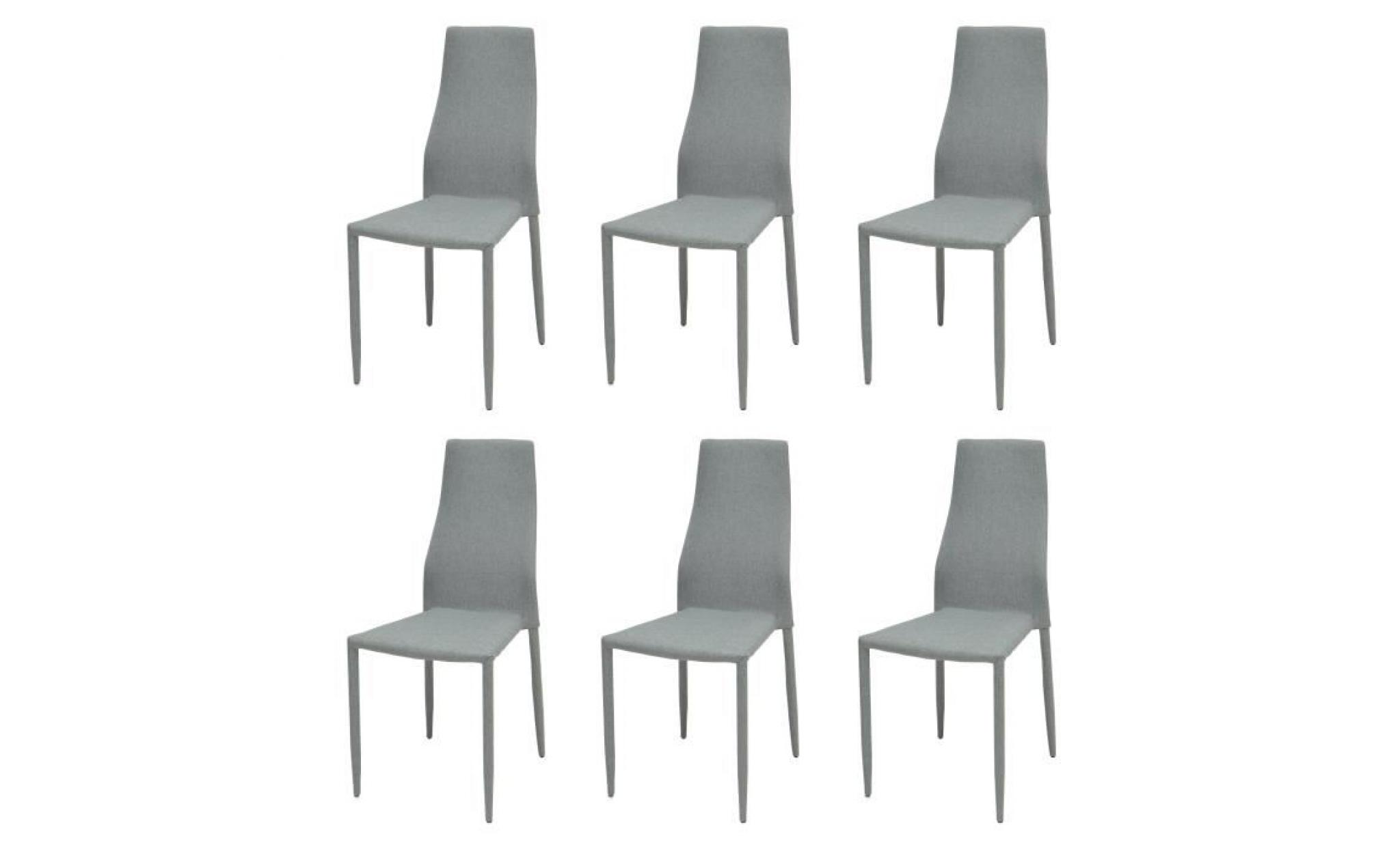 wendy lot de 6 chaises   tissu gris   h 95 cm pas cher