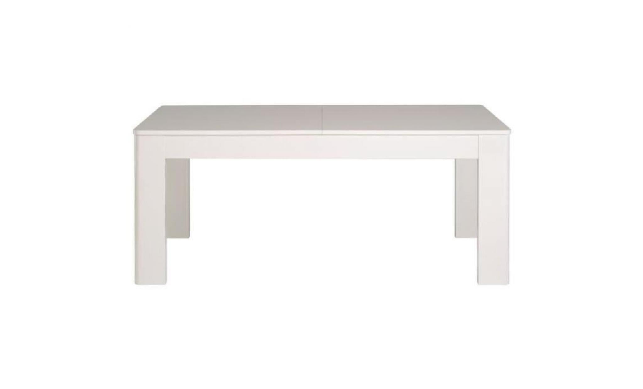 white table à manger extensible style contemporain 6 à 8 personnes blanc brillant   l 180 230 x l 91 cm