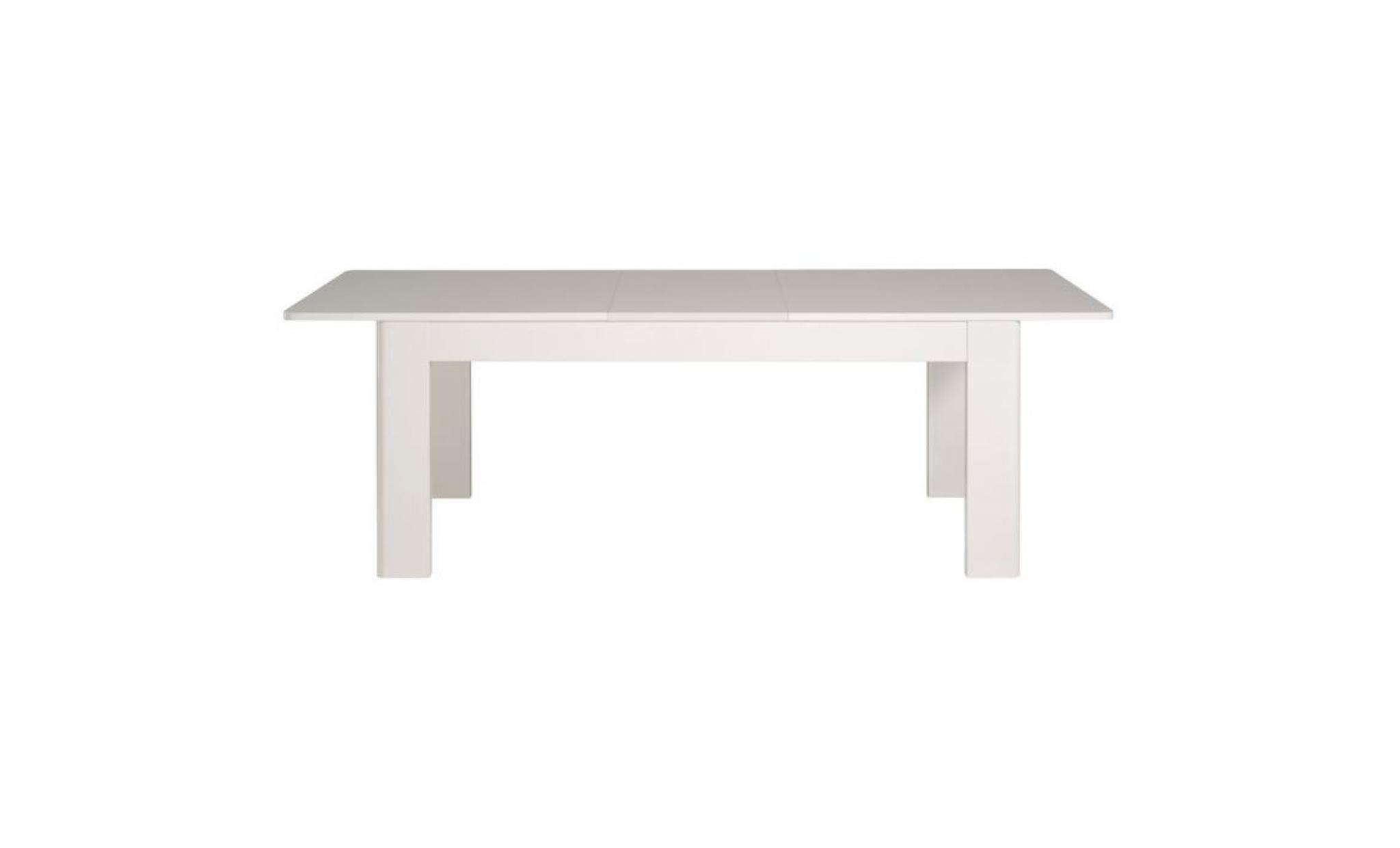 white table à manger extensible style contemporain 6 à 8 personnes blanc brillant   l 180 230 x l 91 cm pas cher