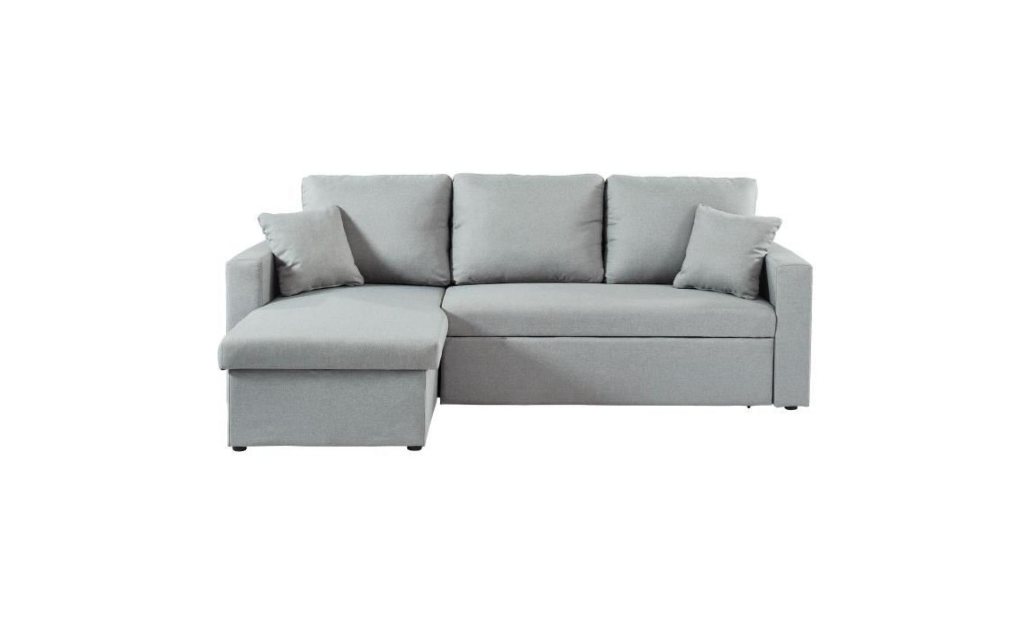 william canapé d'angle réversible convertible 3 places   tissu gris et simili blanc   contemporain   l 223 x p 146 cm