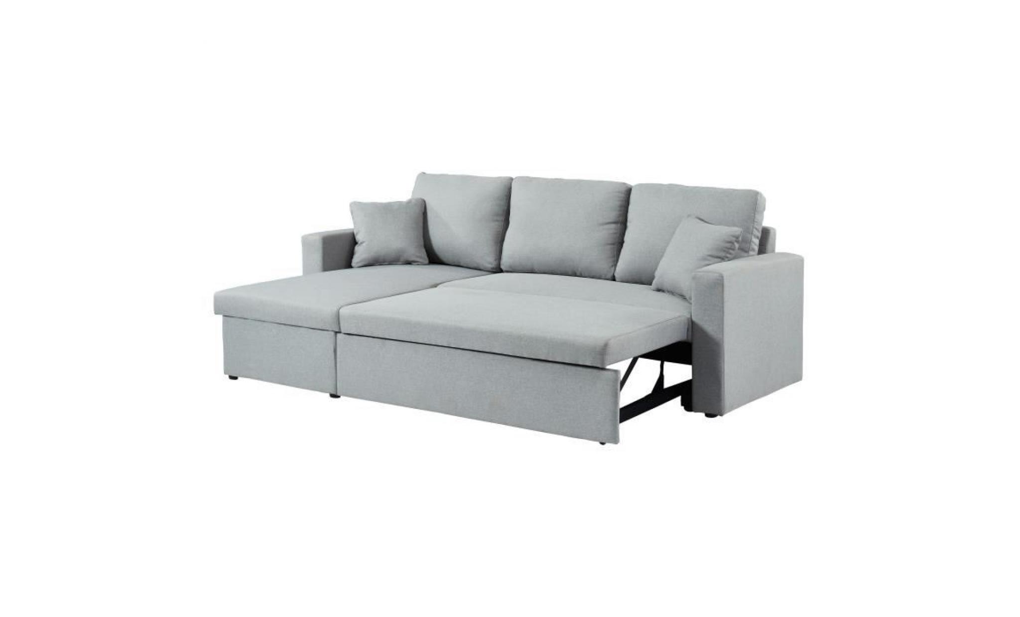 william canapé d'angle réversible convertible 3 places   tissu gris   contemporain   l 223 x p 146 cm pas cher