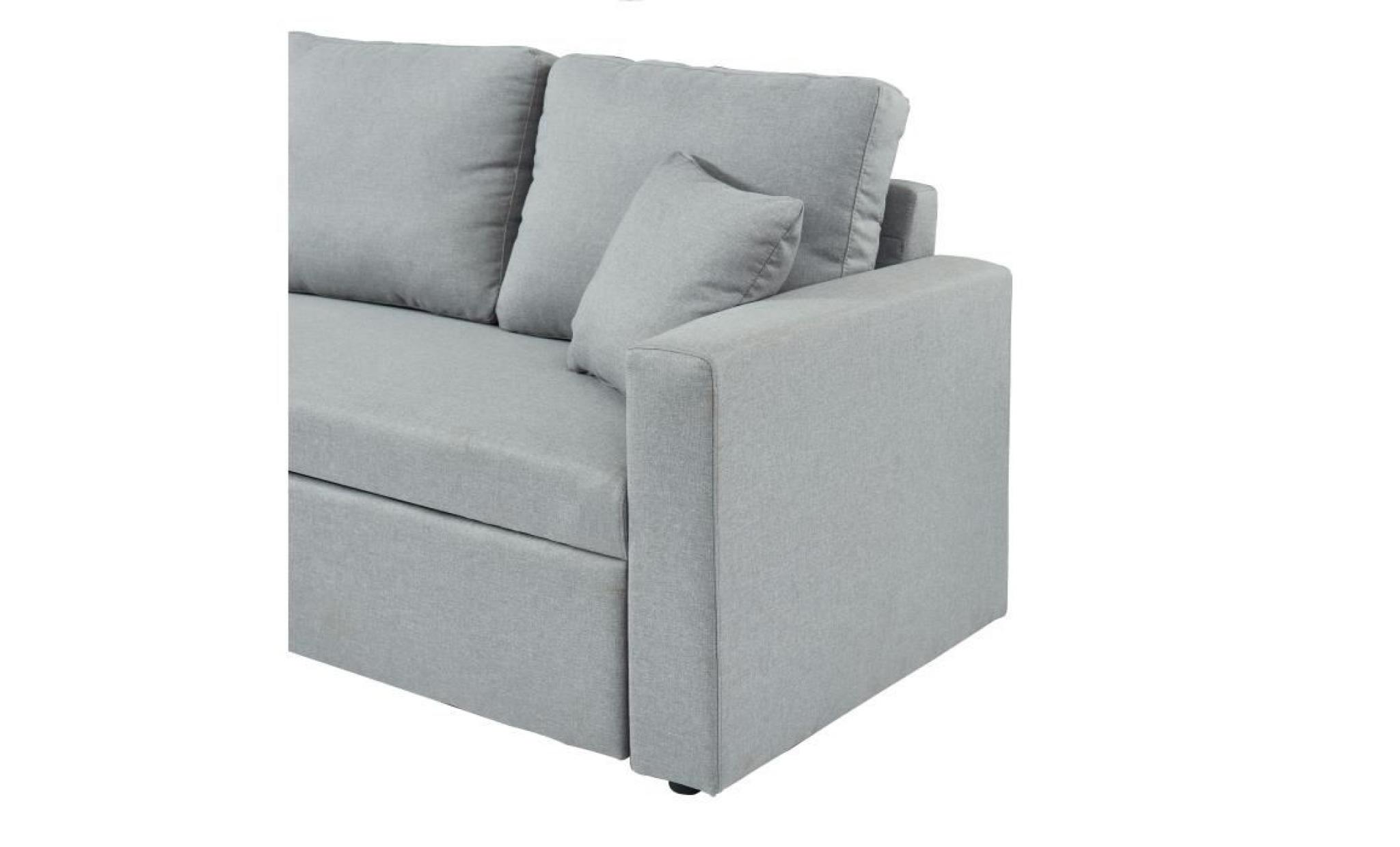 william canapé d'angle réversible convertible 3 places   tissu gris et simili blanc   contemporain   l 223 x p 146 cm pas cher