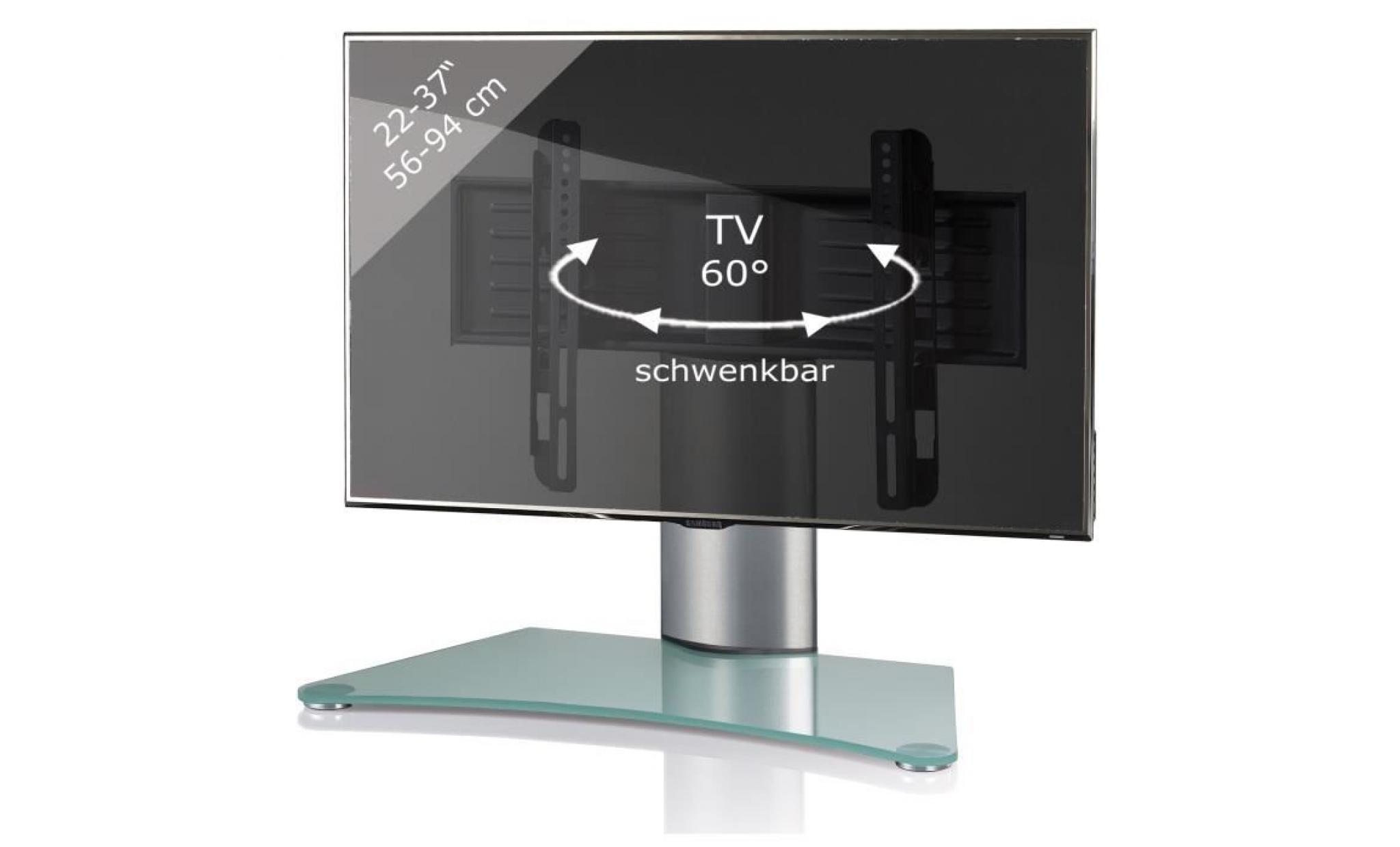 windoxa support fixe pour tv écran plat verre opaque pied gris