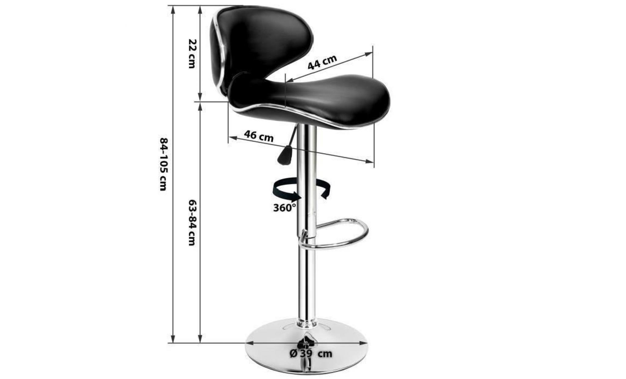 wiss  tabouret de bar, chaise de bar, lot de 2 tabourets de bar design, pivotant et réglable en hauteur 84 cm   105 cm noir pas cher