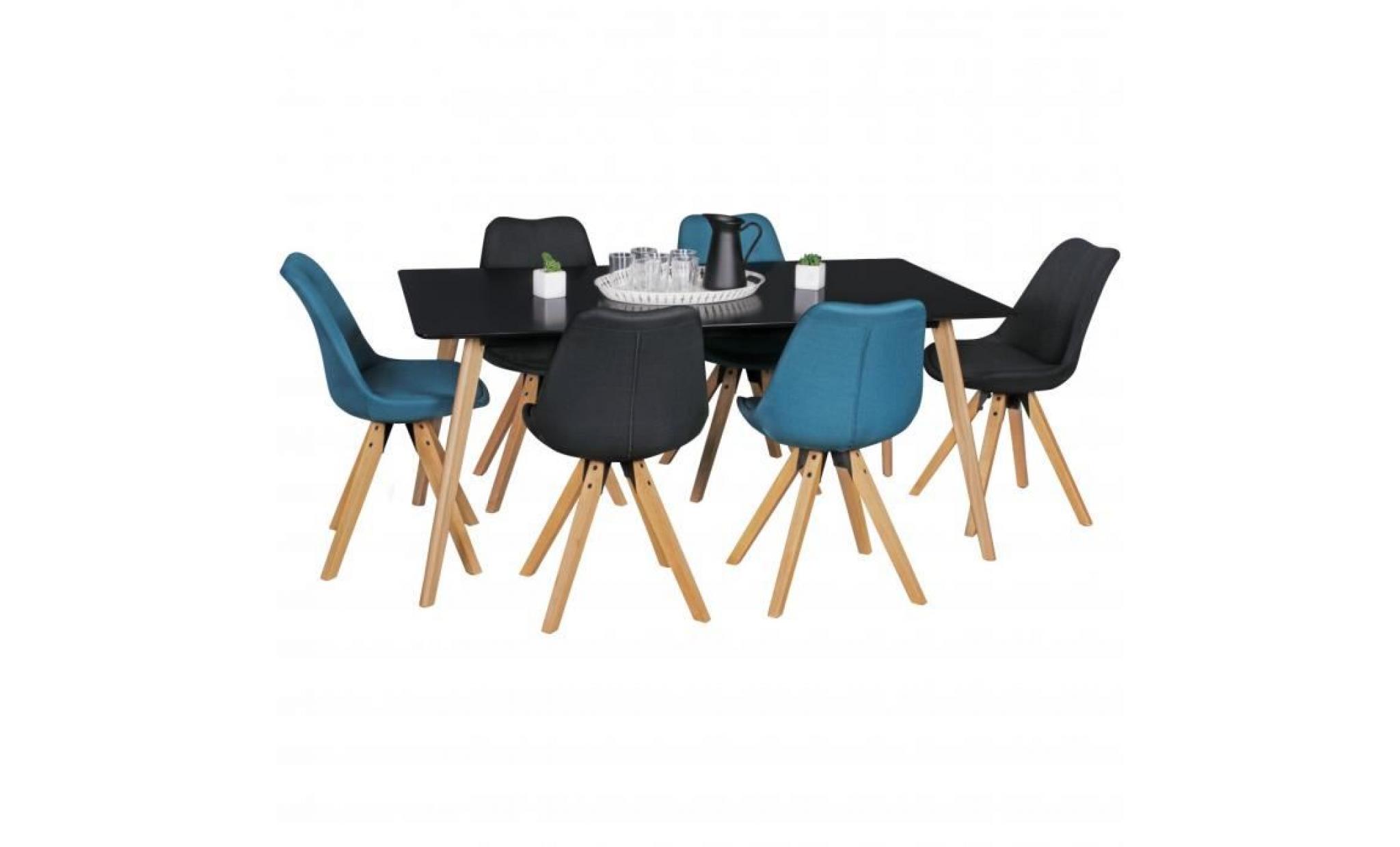wohnling table à manger 160 x 76 x 90 cm table à manger en bois mdf avec plateau en table de bois de cuisine de style rétro noir pas cher