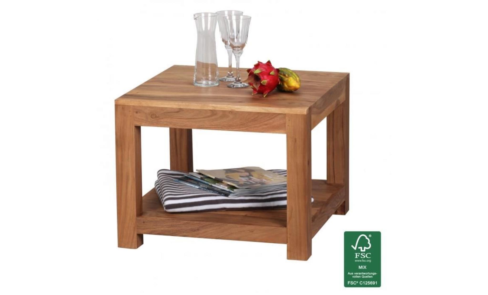 wohnling table basse solide acacia bois 60 x 60 cm table design table de salon de style campagnard brun foncé