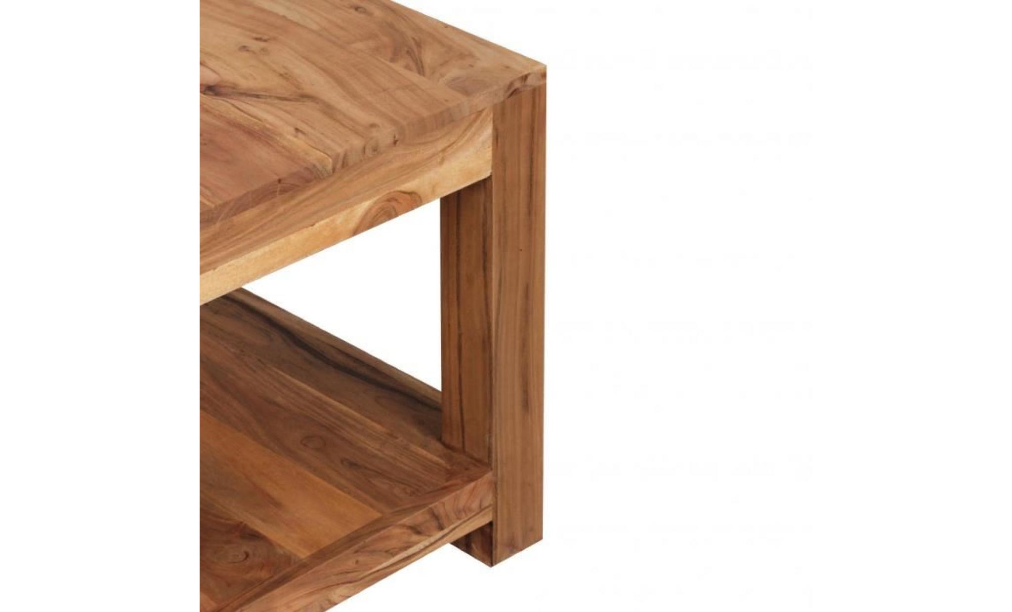 wohnling table basse solide acacia bois 60 x 60 cm table design table de salon de style campagnard brun foncé pas cher