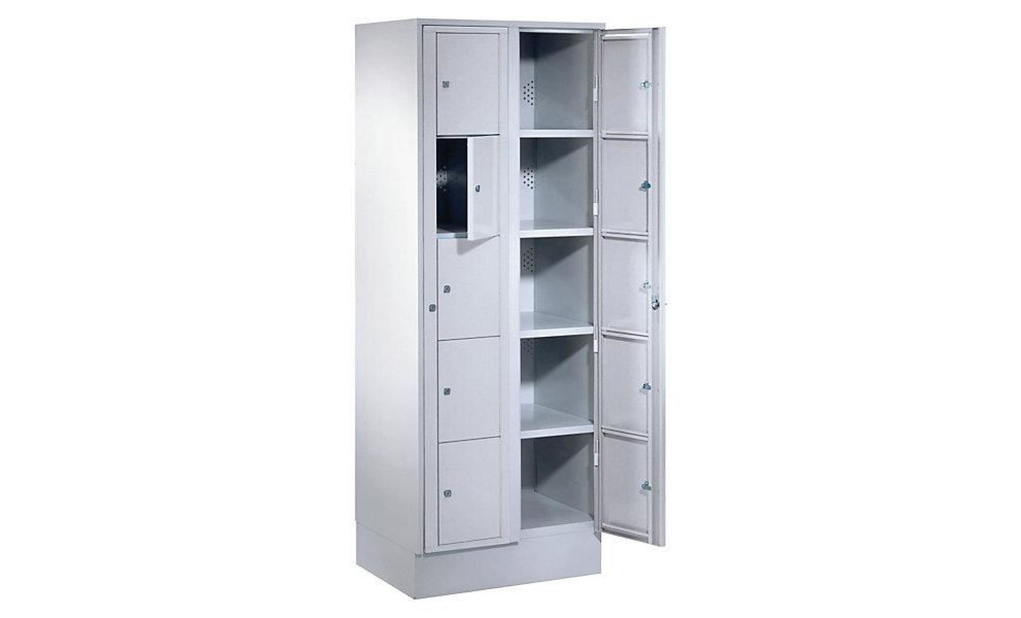 wolf armoire à linge   h x l x p 1800 x 700 x 500 mm, 10 casiers gris clair / gris clair   armoire armoire universelle armoires