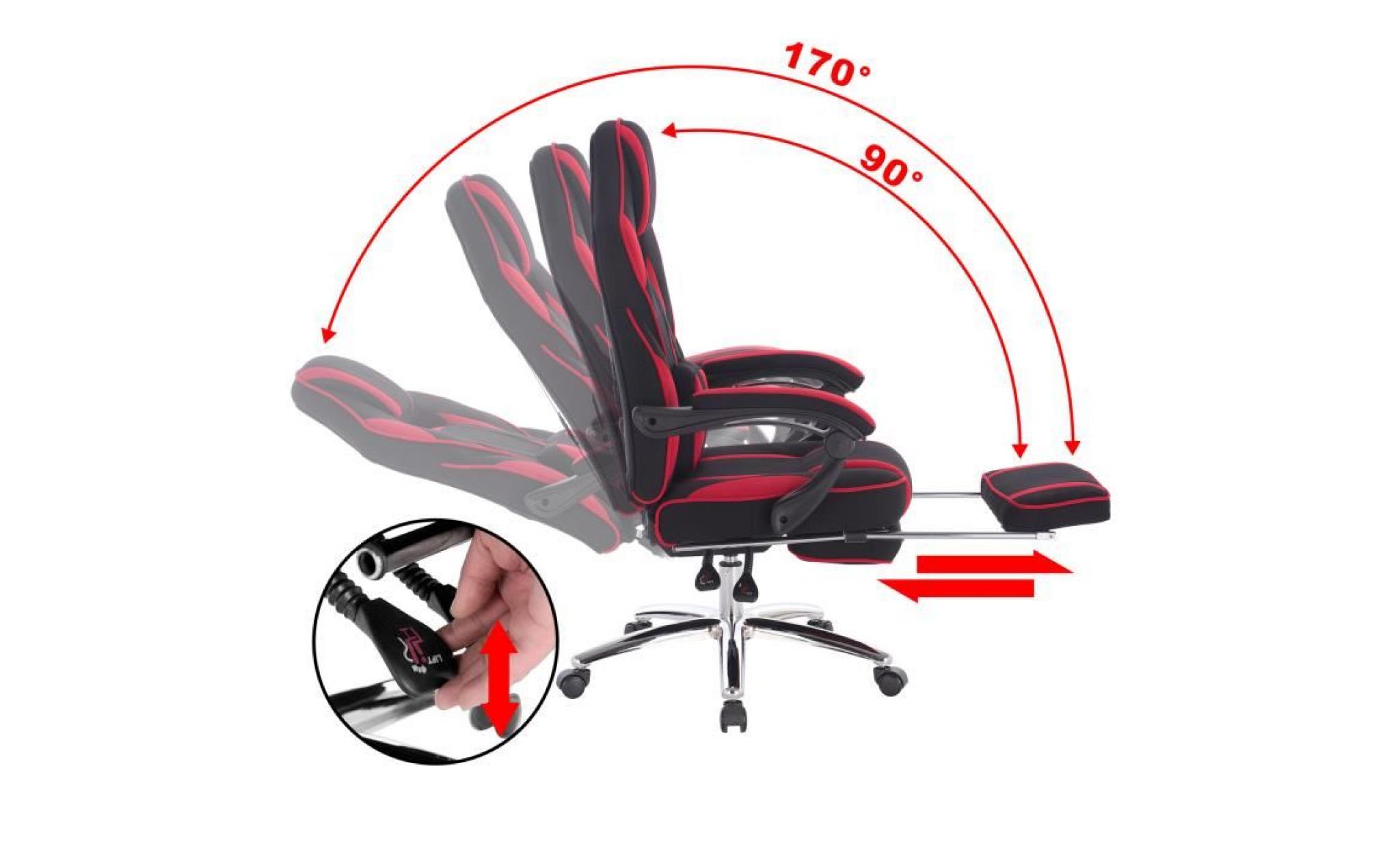 woltu 1 x chaise de bureau, fauteuil de bureau en similicuir avec repose pieds, hauteur réglable, noir+blanc pas cher