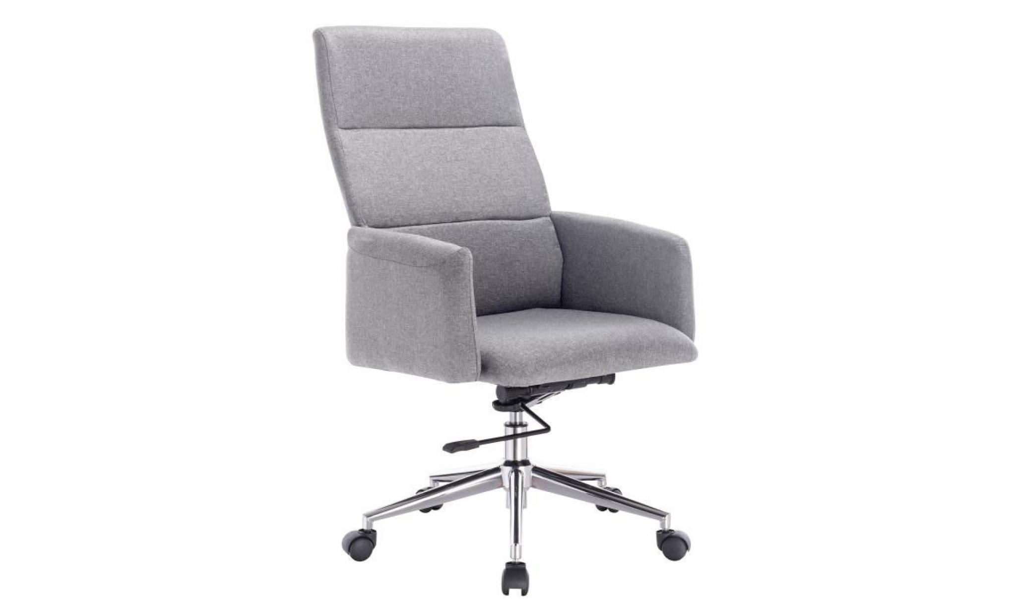 woltu 1 x fauteuil de bureau,tabouret à roulettes en lin,base en acier chromé,chaise de bureau pivotant, hauteur réglable,gris foncé