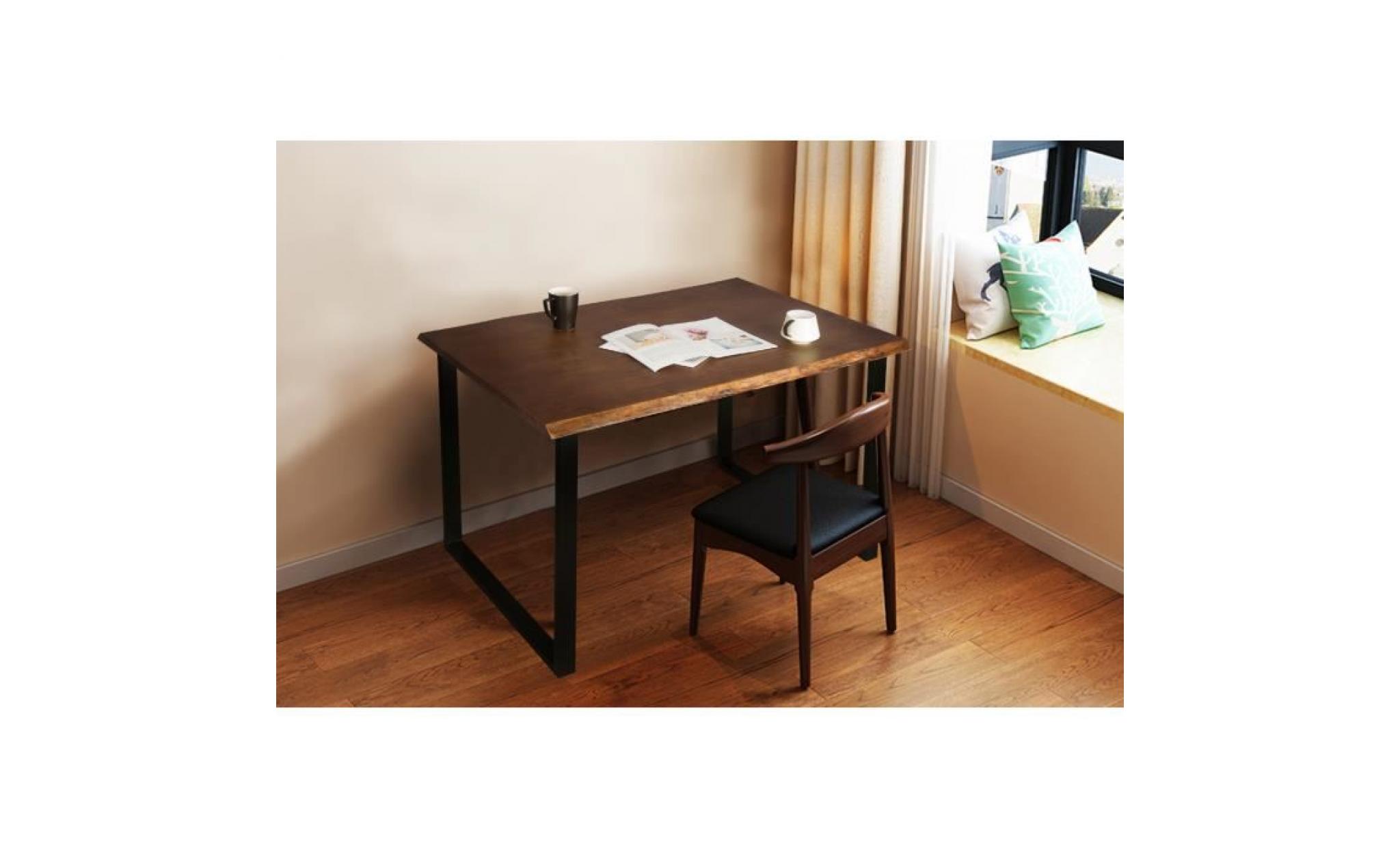 woltu 1 x table de bar, table de bistrot,table à manger, structure en métal,plateau en bois massif, 66x66x110cm pas cher