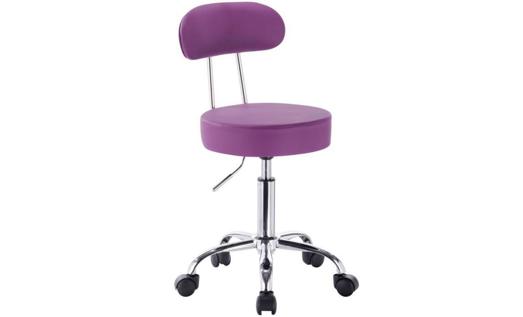 woltu 1 x tabouret de bar pivotant, tabouret de travail à roulettes, chaise de bureau avec dossier, hauteur réglable, violet