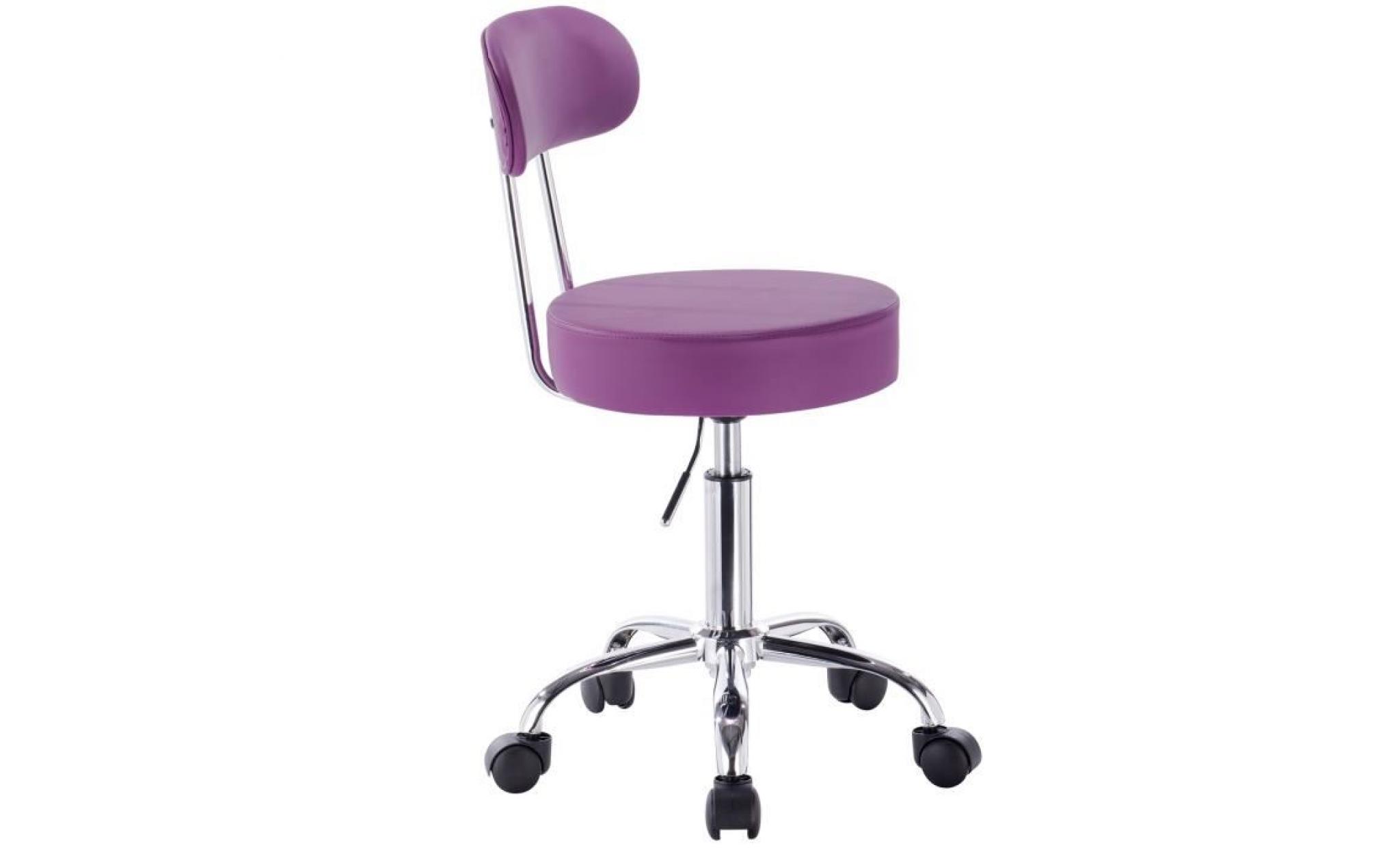 woltu 1 x tabouret de bar pivotant, tabouret de travail à roulettes, chaise de bureau avec dossier, hauteur réglable, violet pas cher