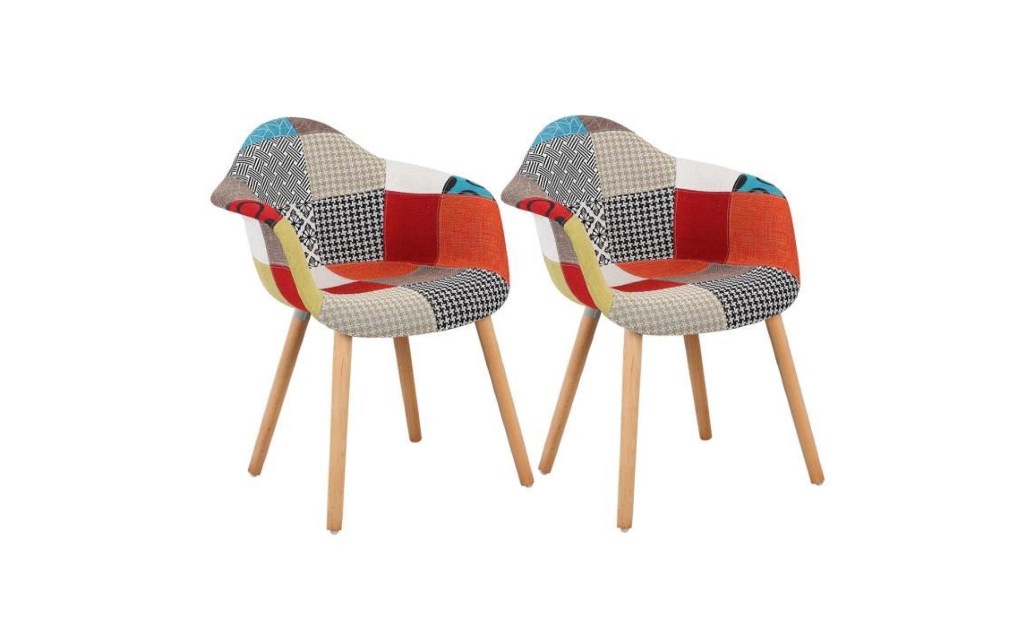 woltu 2 x chaise de salle à manger en lin,chaise de cuisine avec accoudoir,pied en bois, patchwork gris
