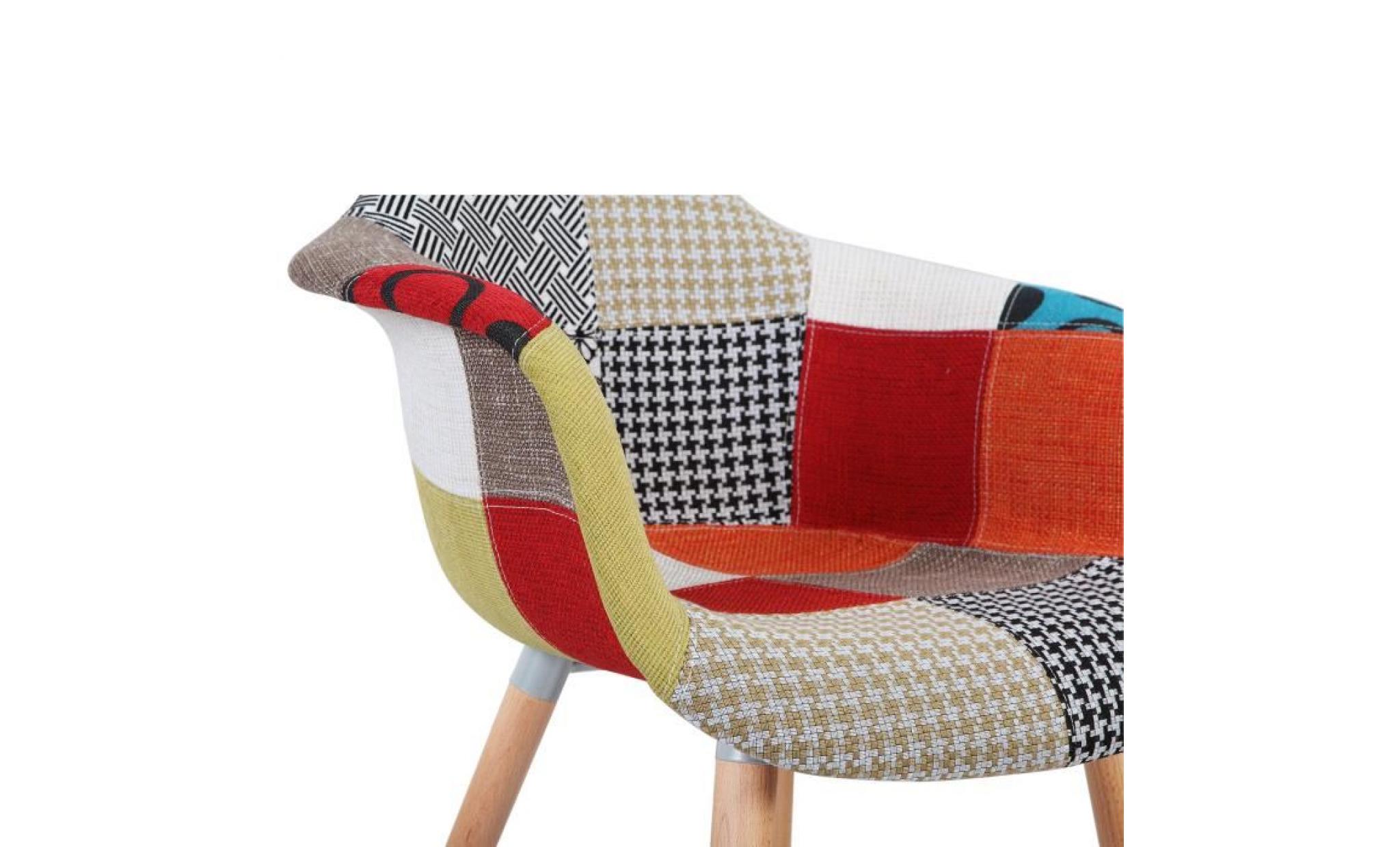 woltu 2 x chaise de salle à manger en lin,chaise de cuisine avec accoudoir,pied en bois, patchwork gris pas cher