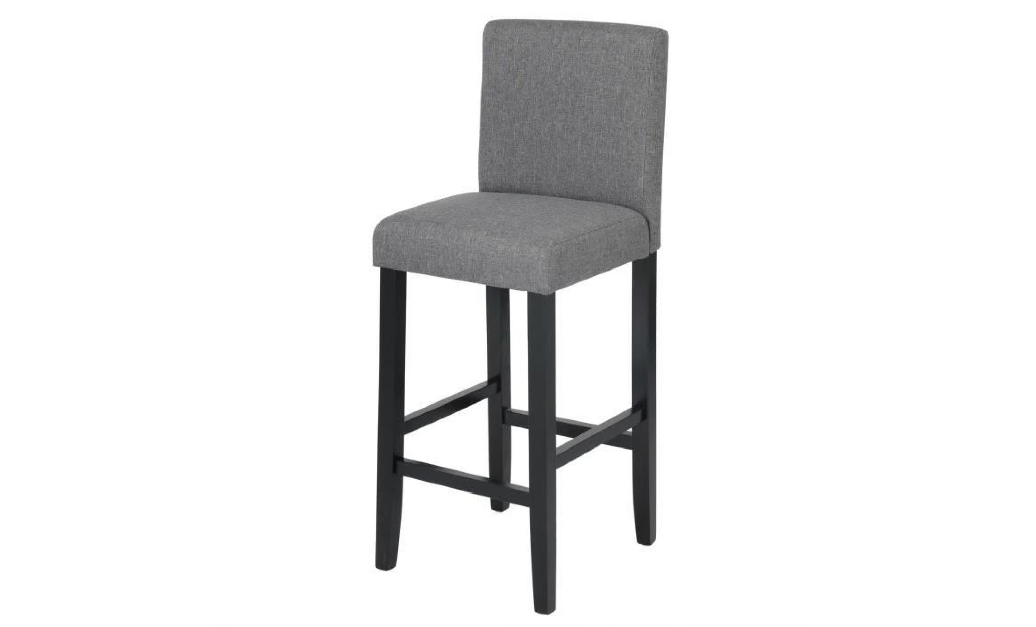 woltu 2 x tabouret de bar avec repose pieds en bois,chaise avec dossier en lin, 41 x 43 x 110cm，gris foncé pas cher