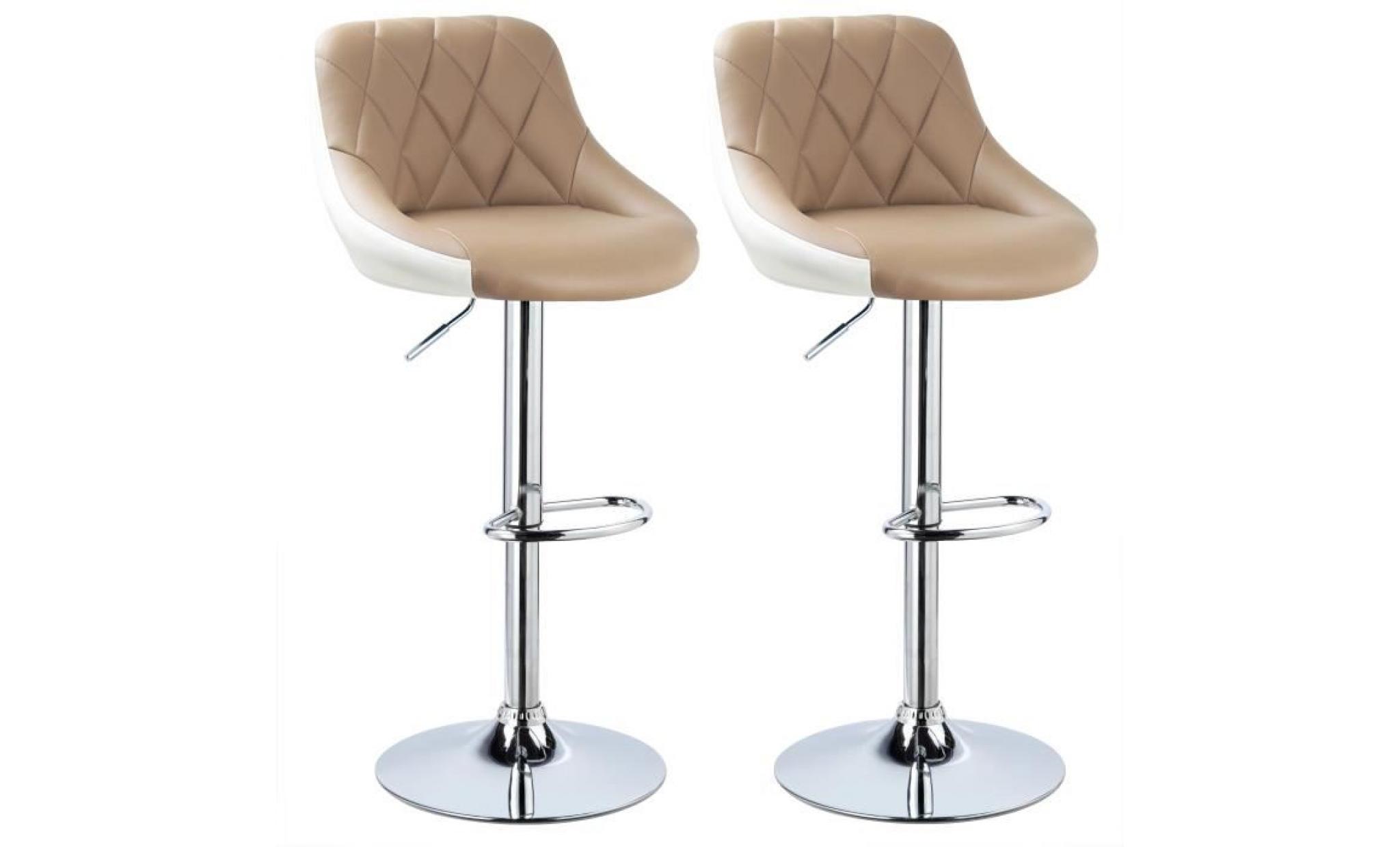 woltu 2 x tabouret de bar en cuir artificiel, design 2 couleurs, siège bien rembourré, kaki blanc