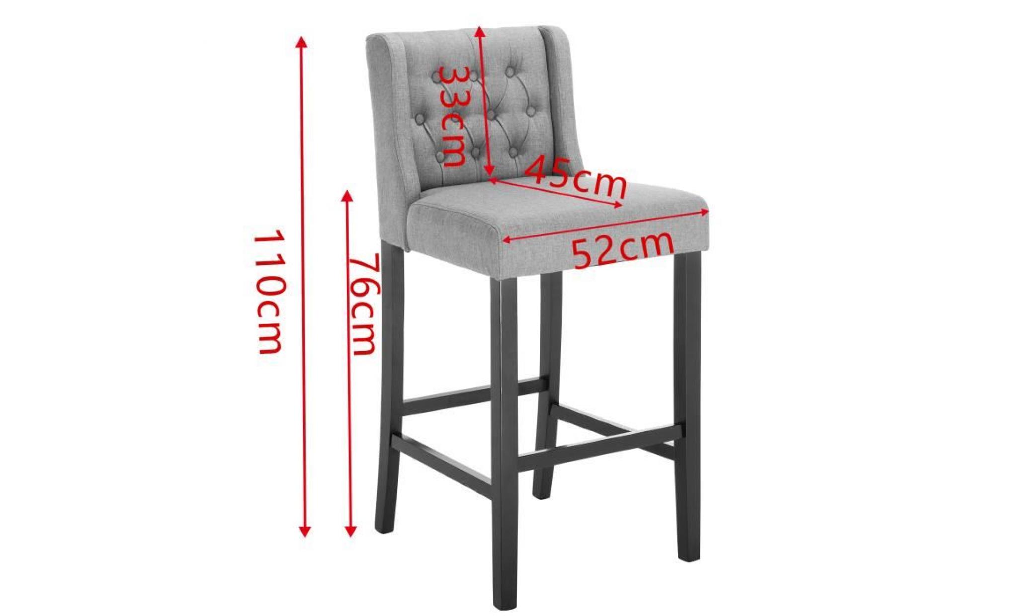 woltu 2 x tabourets de bar avec pieds en bois massif,chaise avec dossier en lin, 52x45x110cm,gris foncé pas cher