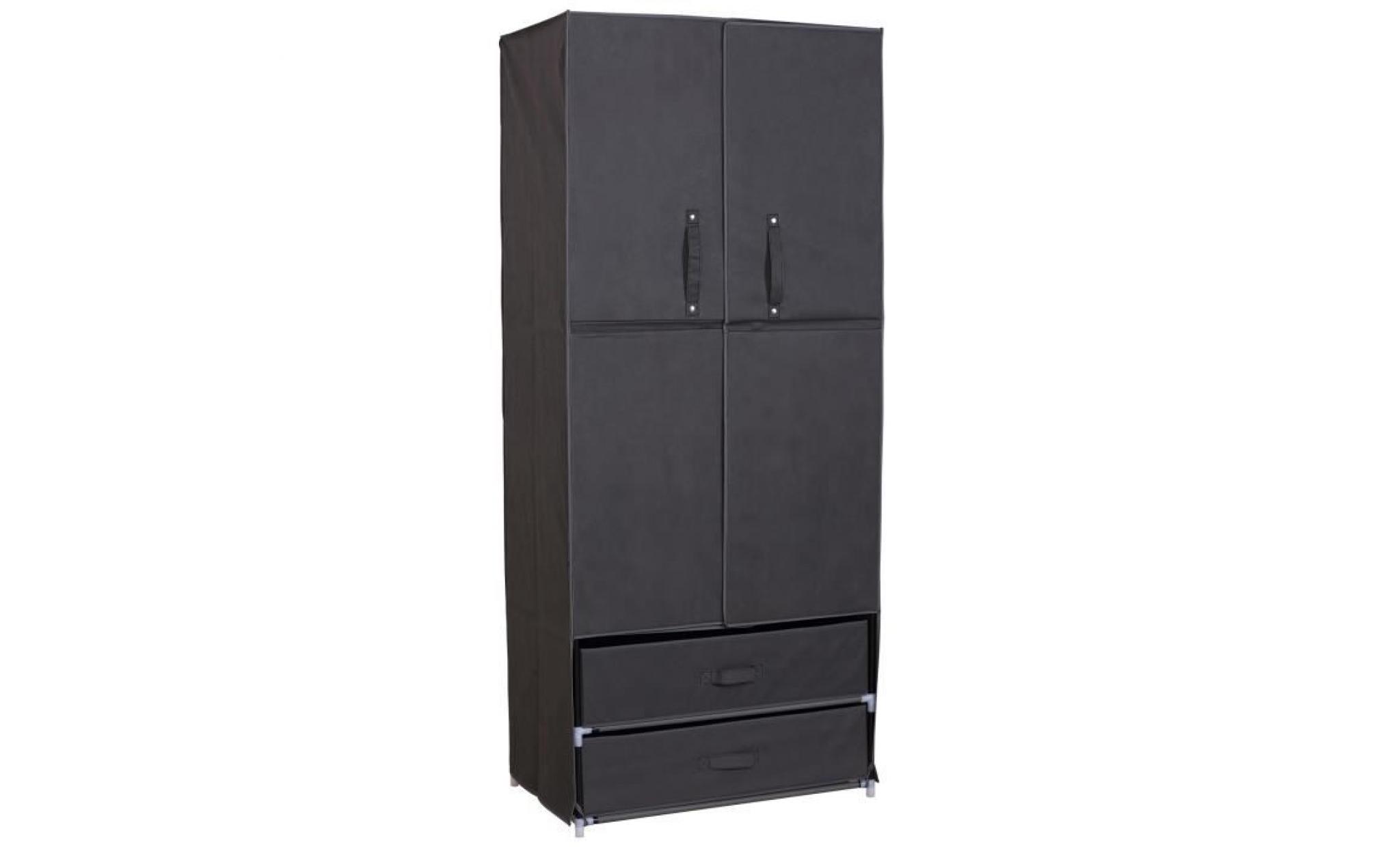 woltu armoire de rangement en tissu,penderie de chambre avec porte et tiroir,armoire plastique et pliable, 174x46x169 cm, gris