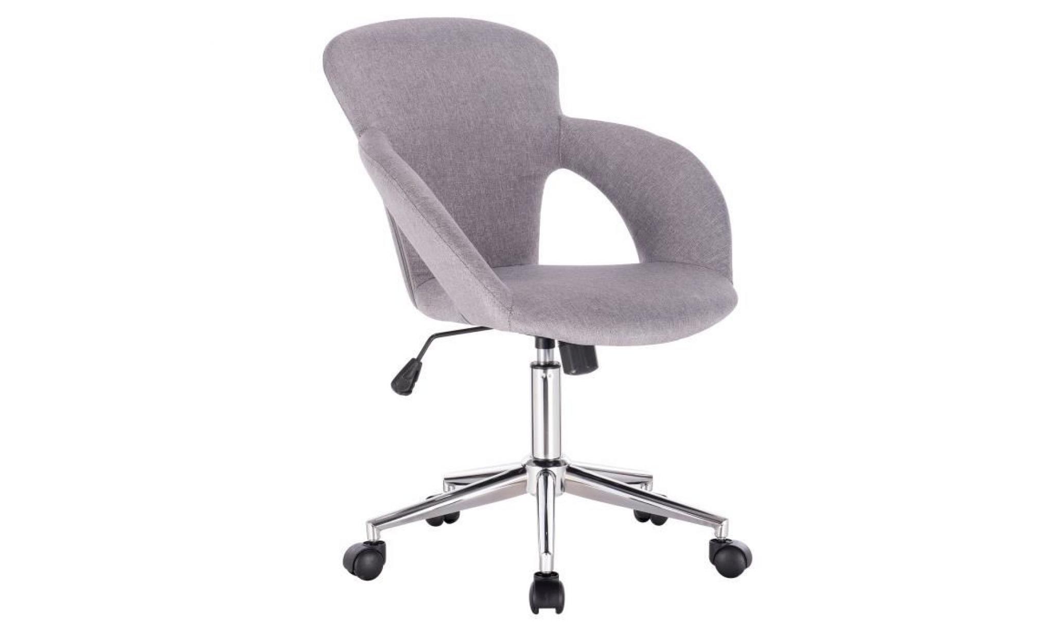 woltu chaise de bureau réglable en hauteur,fauteuil de direction en lin,design ergonomique,gris clair