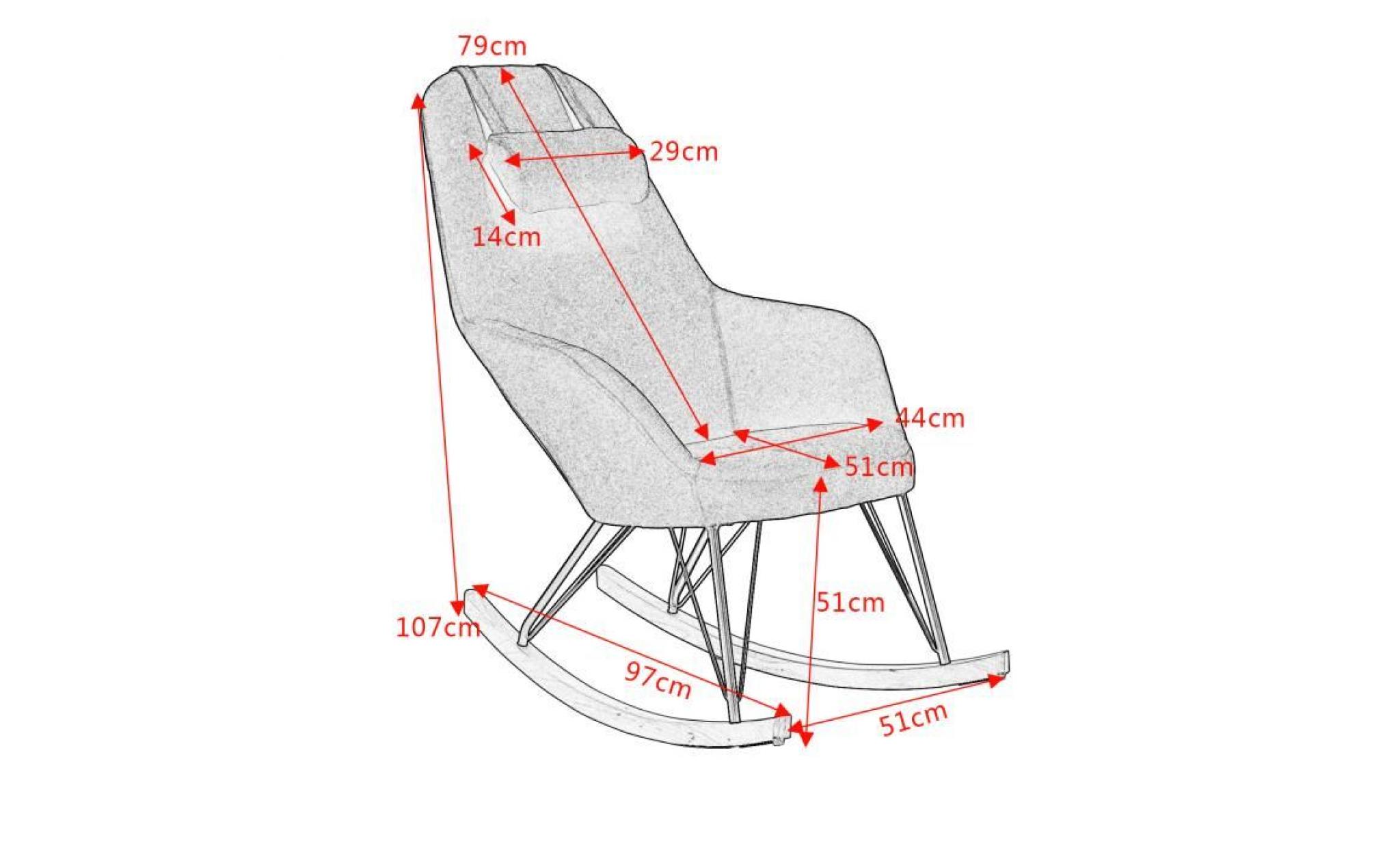 woltu fauteuil à bascule en lin avec repose tête, chaise à bascule,fauteuil de relaxation avec pieds en acier et patin en bois,gris pas cher