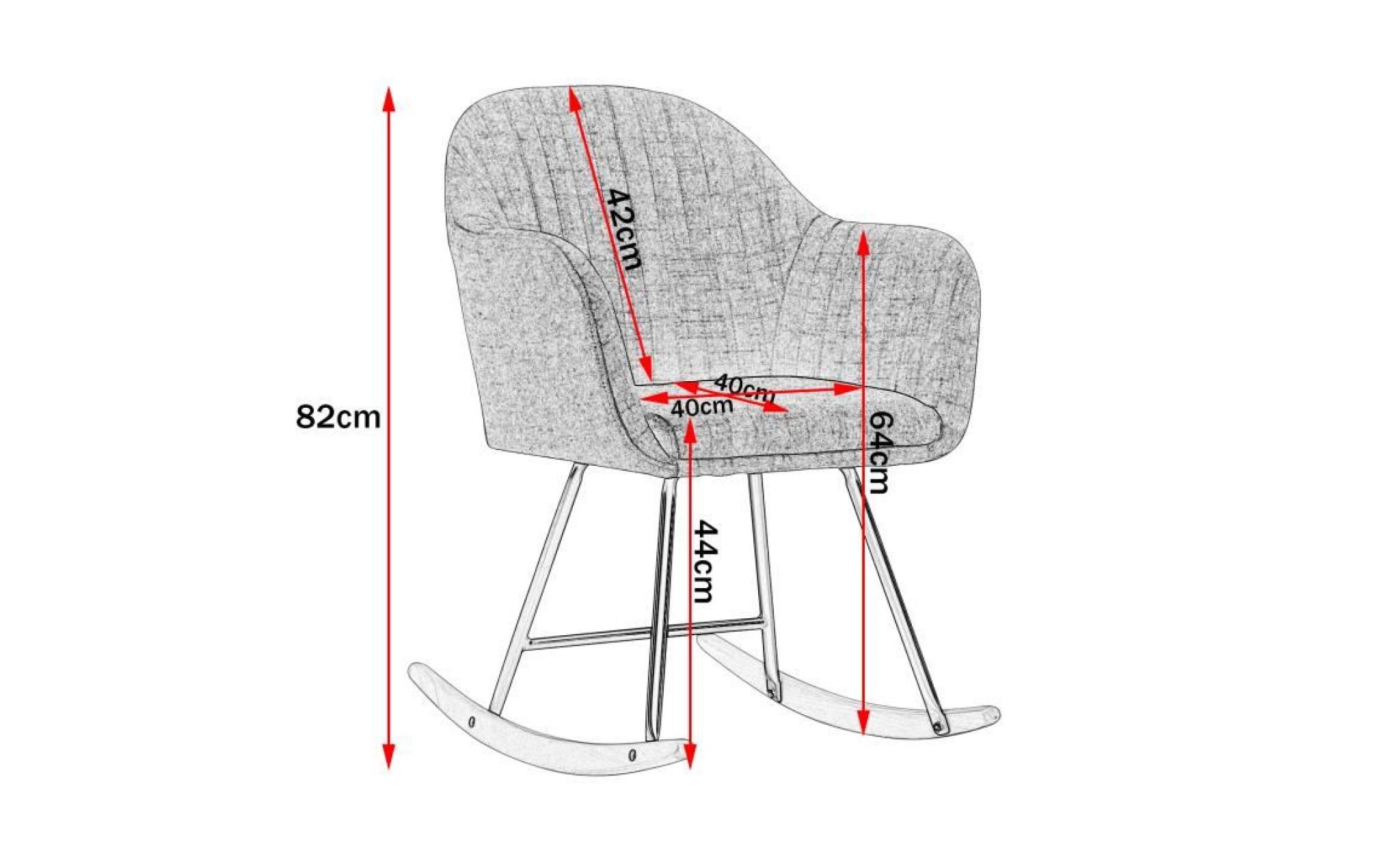 woltu fauteuil à bascule en lin,fauteuil de relaxation avec pieds en acier et patin en bois,chaise à bascule, gris clair pas cher