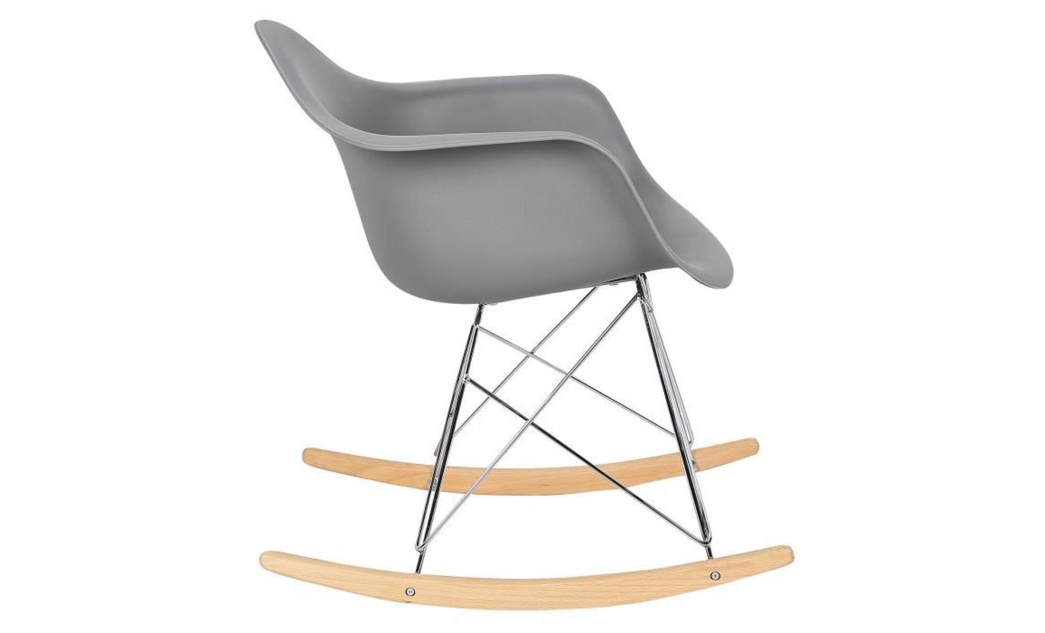 woltu fauteuil à bascule en plastique, chaise à bascule, fauteuil de relaxation avec pieds en acier et patin en bois, blanc pas cher