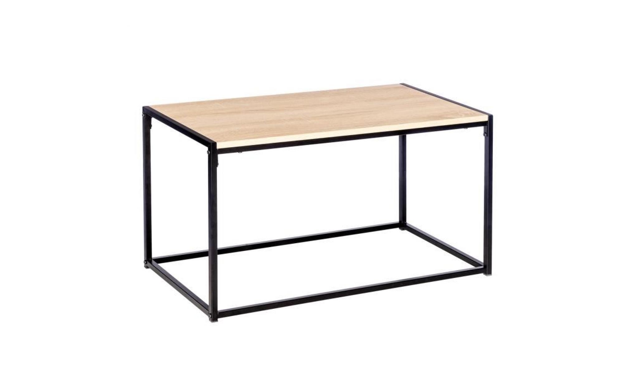 woltu table basse de salon en bois mdf et acier, table à thé, table de chevet, 80x40x45 cm