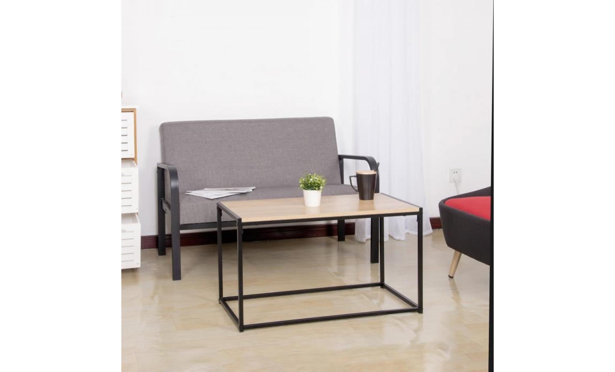 woltu table basse de salon en bois mdf et acier, table à thé, table de chevet, 80x40x45 cm pas cher