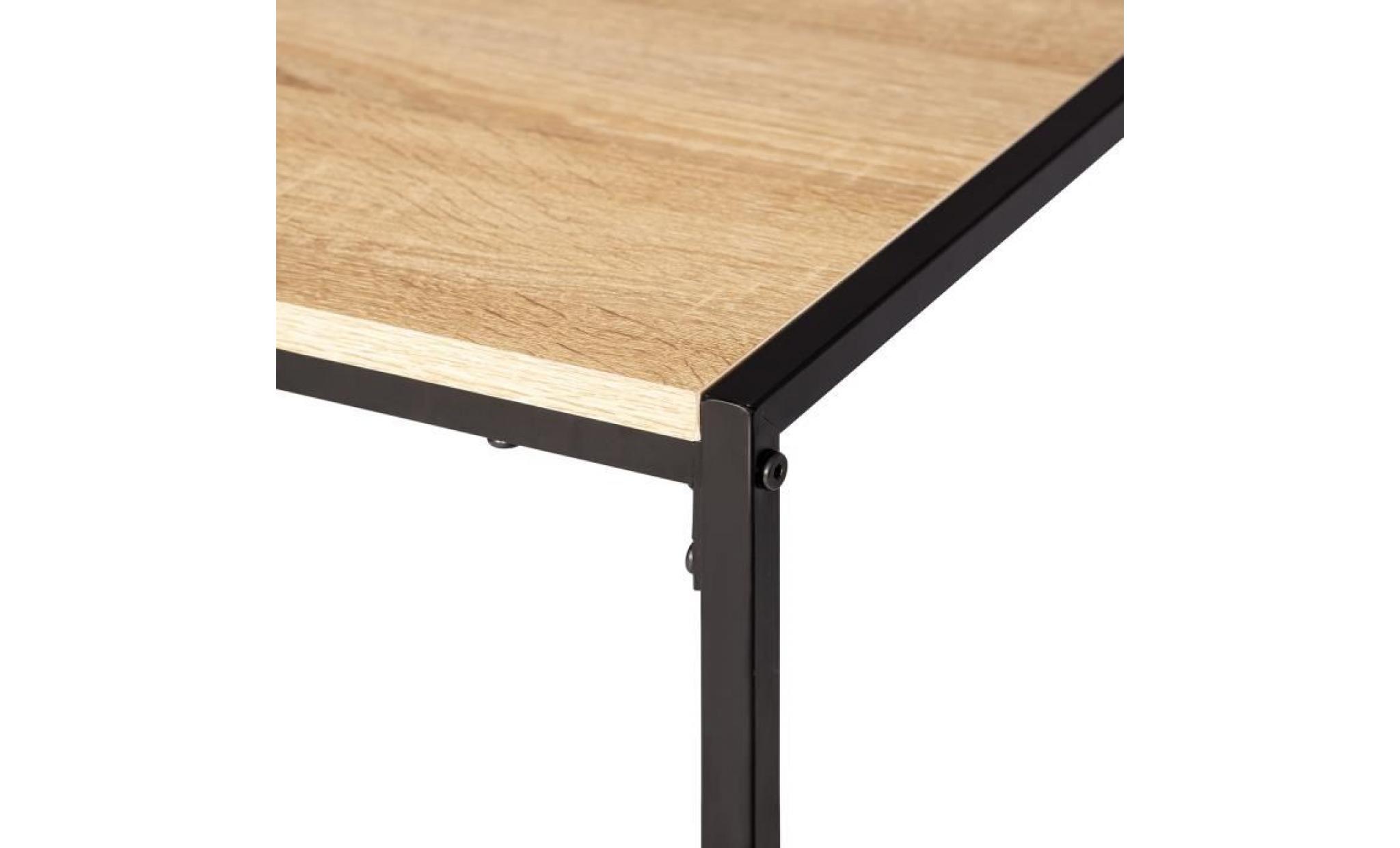 woltu table basse de salon en bois mdf et acier, table à thé, table de chevet, 80x40x45 cm pas cher