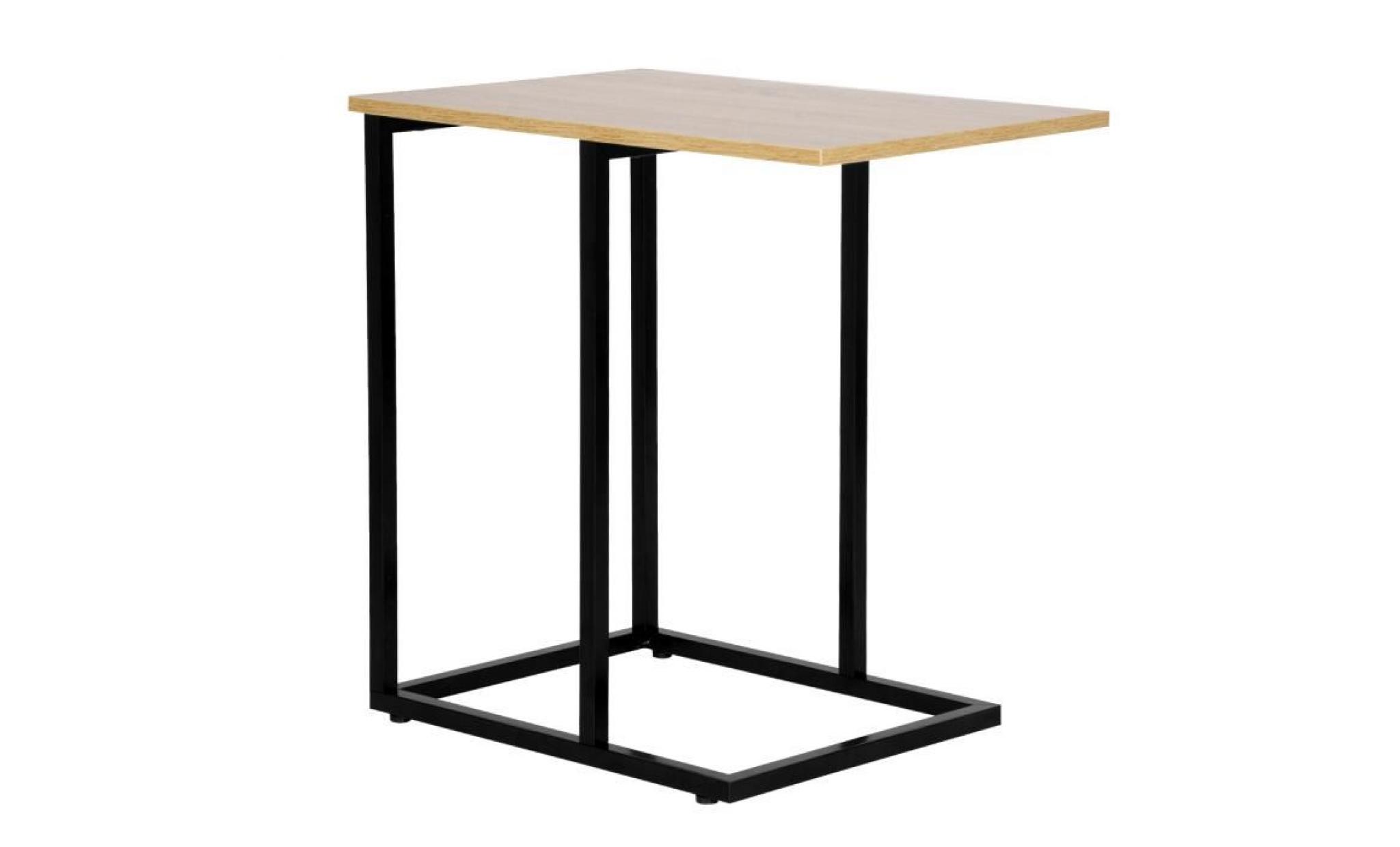 woltu table basse en métal et bois ,table à thé ,table à café,table de chevet, 48x37x61.5cm,chêne clair