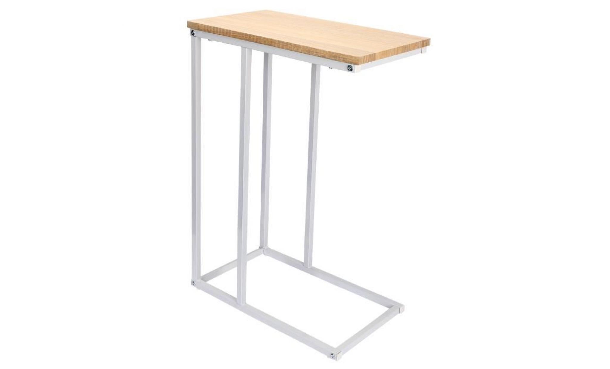 woltu table basse en métal et bois, table basse de salon, table à thé, table à café, table de chevet,45x25x63.5 cm, chêne clair