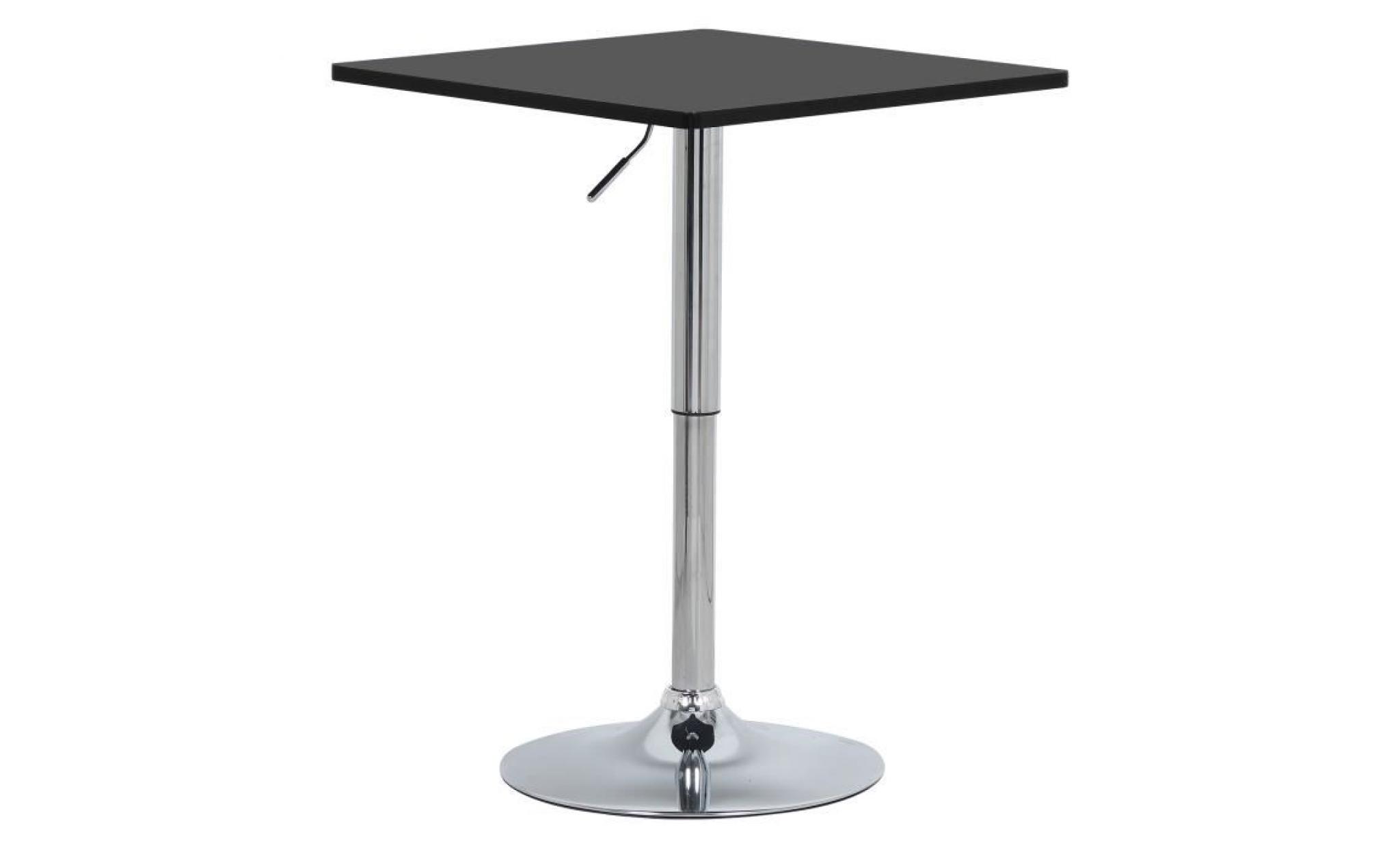 woltu table de bar en mdf avec pied, table carrée, hauteur réglable, 60 x 60cm, noir