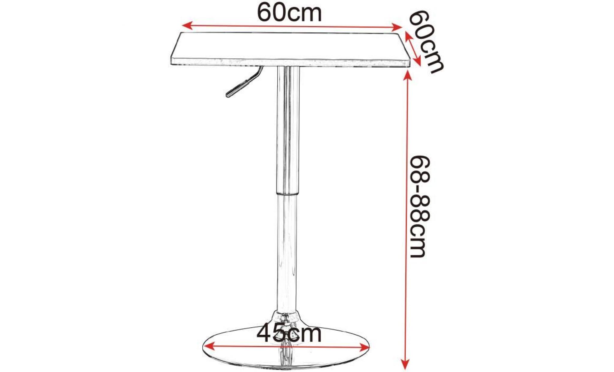 woltu table de bar en mdf avec pied, table carrée, hauteur réglable, 60 x 60cm, blanc pas cher