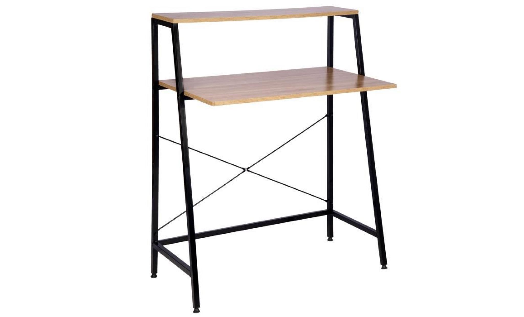 woltu table de bureau, table d’ordinateur en bois et acier, table de travail,84x48x116 cm, chêne clair
