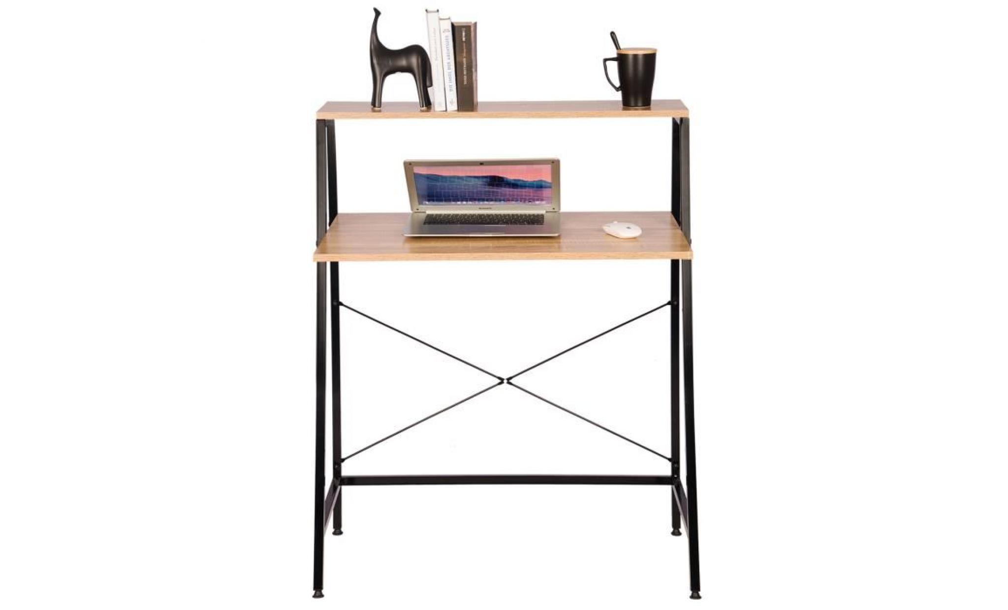 woltu table de bureau, table d’ordinateur en bois et acier, table de travail,84x48x116 cm, chêne clair pas cher