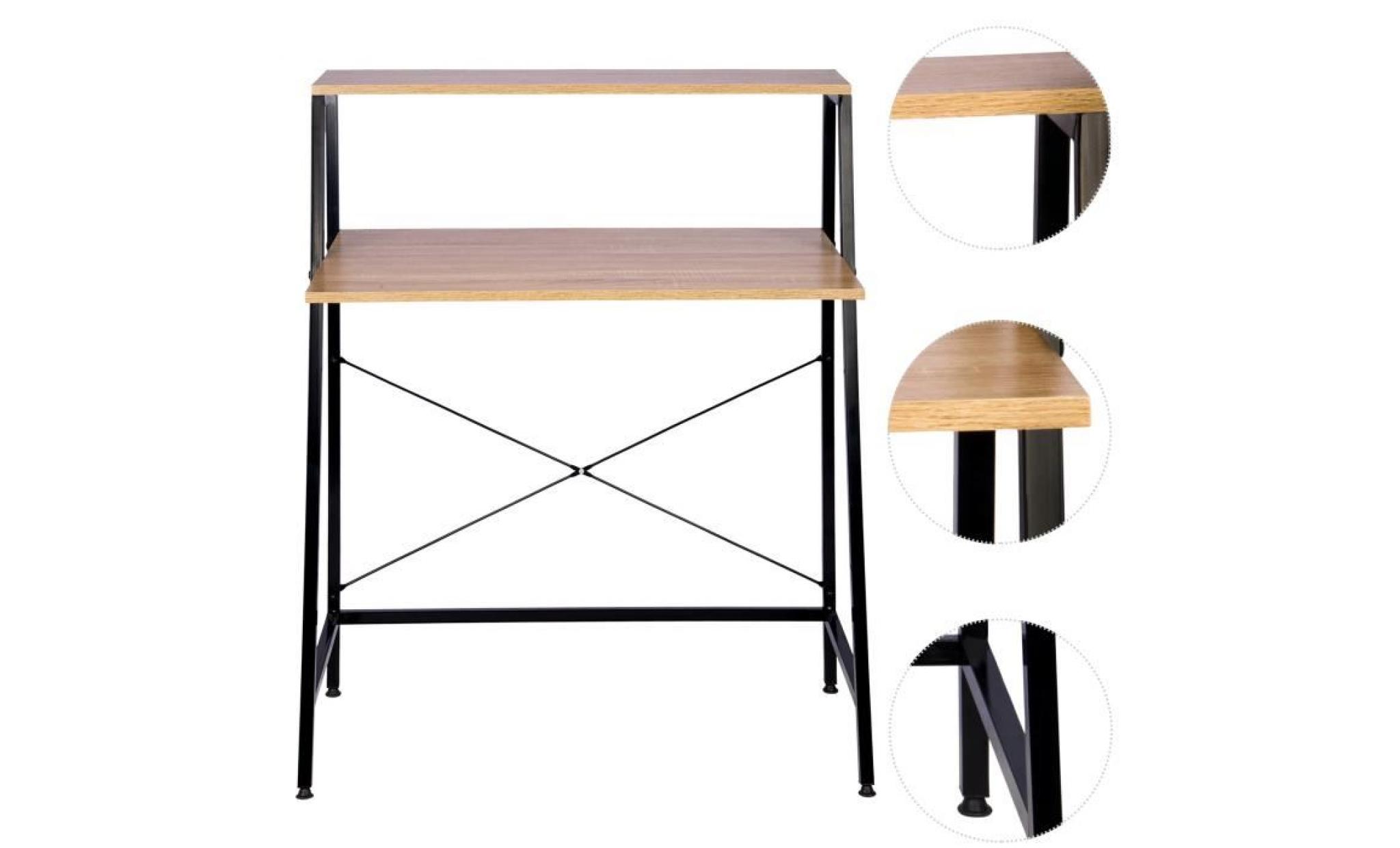 woltu table de bureau, table d’ordinateur en bois et acier, table de travail,84x48x116 cm, chêne clair pas cher