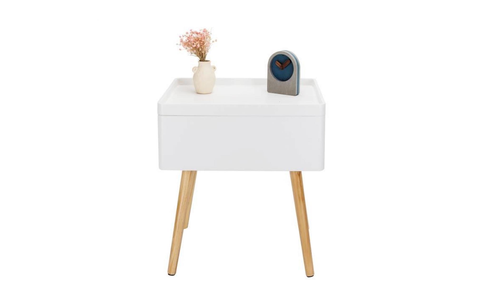 woltu table de chevet avec coffre de rangement, table basse, plateau en mdf, pieds en bois,40x34x50 cm,blanc